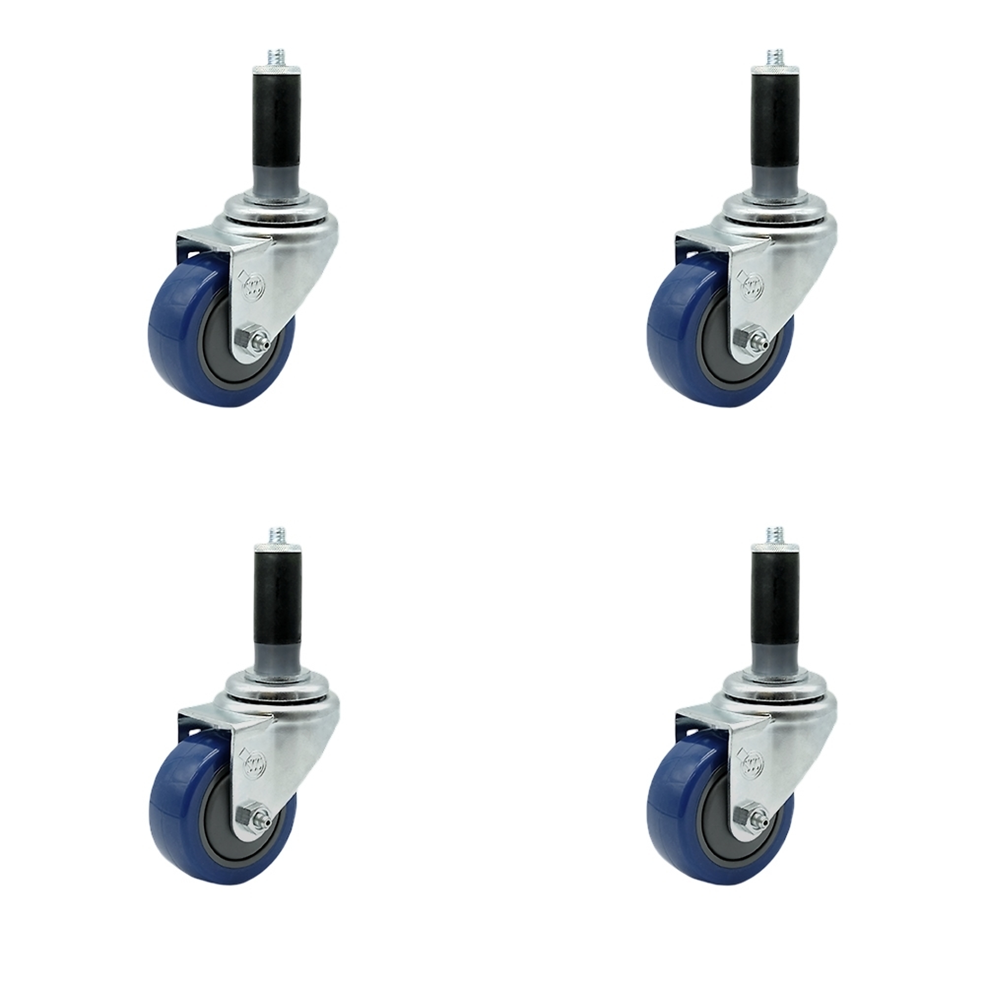 Service Caster, 3 1/2Inch x 1 1/4Inch Stem Casters, Wheel Diameter 3.5 in, Caster Type Rigid, Package (qty.) 4, Model SCC-SSEX20S3514-PPUB-BLUE-MTG43-