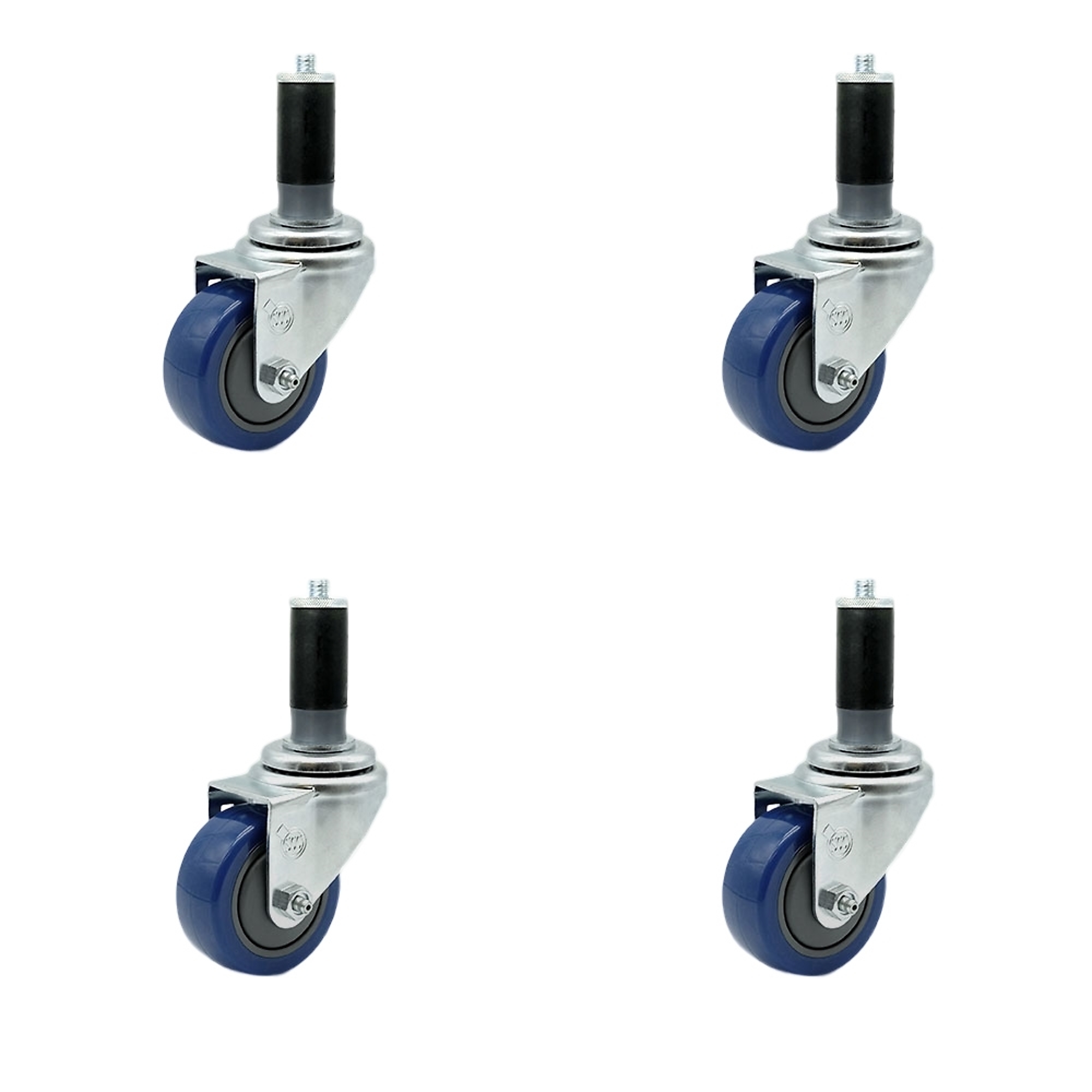 Service Caster, 3Inch x 1 1/4Inch Stem Casters, Wheel Diameter 3 in, Caster Type Rigid, Package (qty.) 4, Model SCC-SSEX20S314-PPUB-BLUE-MTG44-4