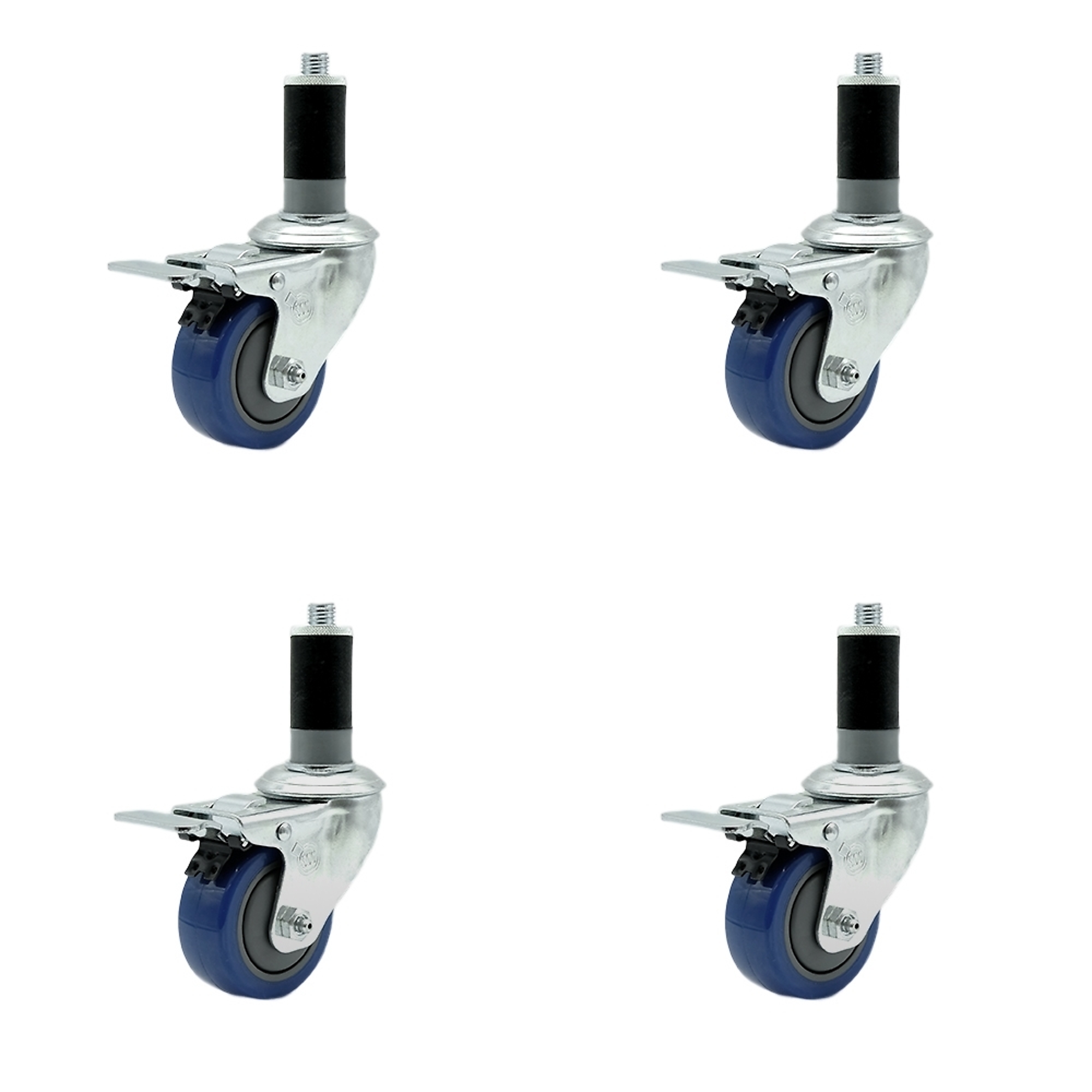 Service Caster, 3Inch x 1 1/4Inch Stem Casters, Wheel Diameter 3 in, Caster Type Rigid, Package (qty.) 4, Model SCC-SSTTLEX20S314-PPUB-BLUE-MTG44-4