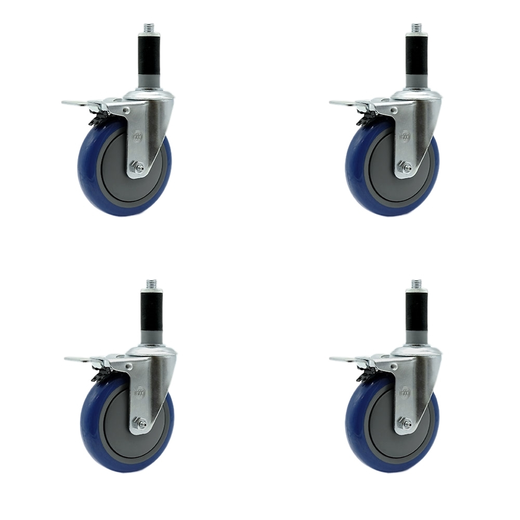 Service Caster, 5Inch x 1 1/4Inch Stem Casters, Wheel Diameter 5 in, Caster Type Rigid, Package (qty.) 4, Model SCC-SSTTLEX20S514-PPUB-BLUE-MTG43-4