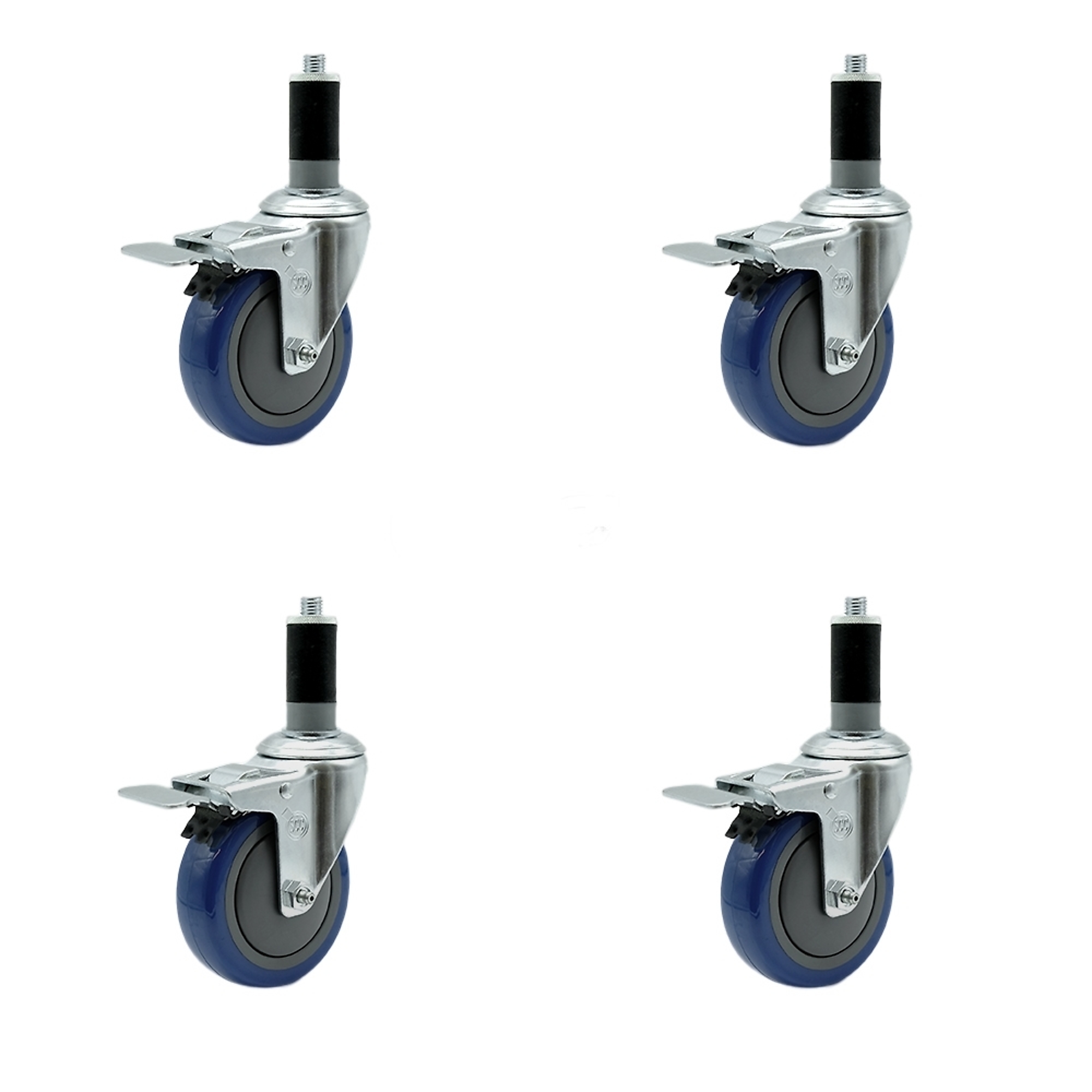 Service Caster, 4Inch x 1 1/4Inch Stem Casters, Wheel Diameter 4 in, Caster Type Rigid, Package (qty.) 4, Model SCC-SSTTLEX20S414-PPUB-BLUE-MTG44-4