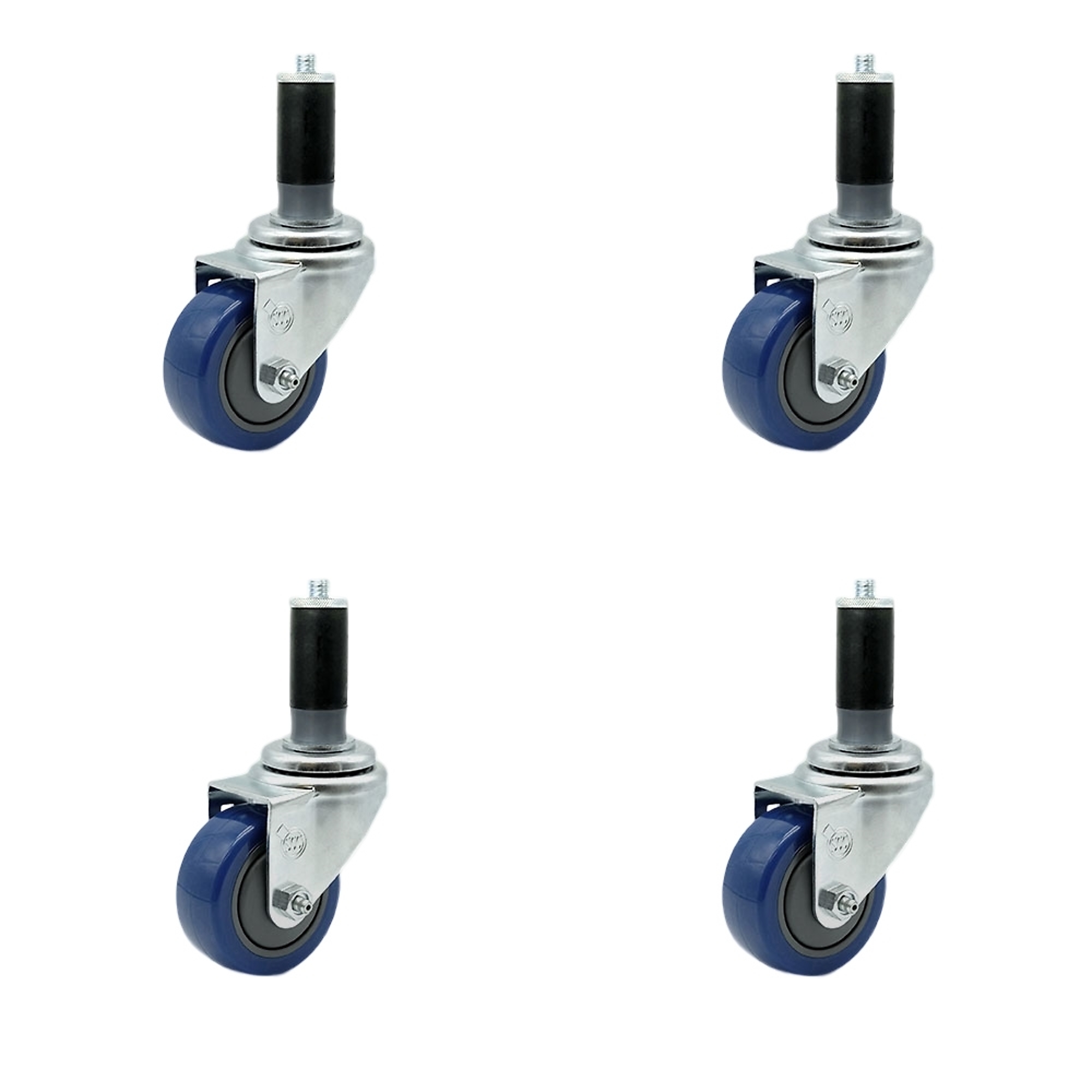 Service Caster, 3 1/2Inch x 1 1/4Inch Stem Casters, Wheel Diameter 3.5 in, Caster Type Rigid, Package (qty.) 4, Model SCC-SSEX20S3514-PPUB-BLUE-MTG44-