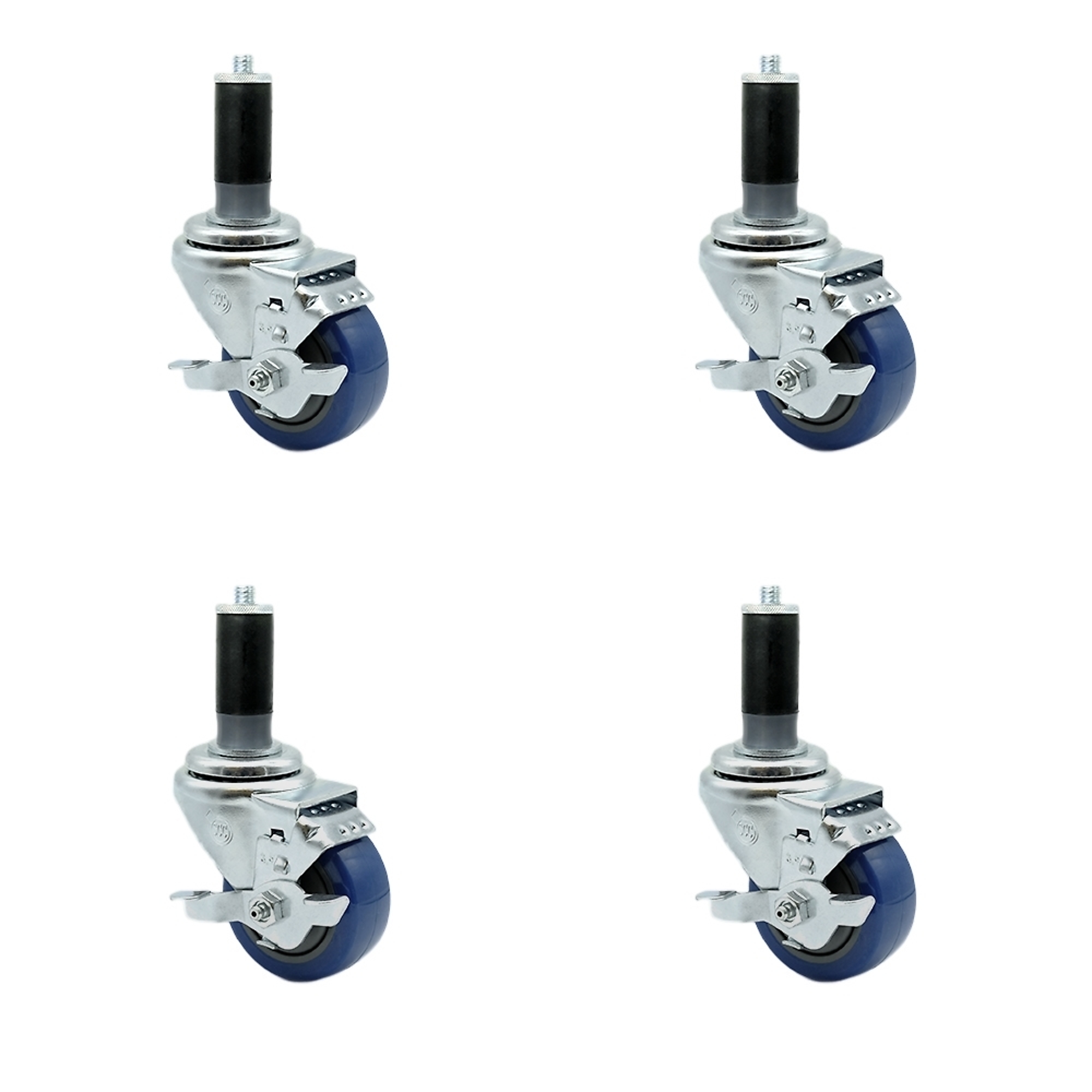 Service Caster, 3 1/2Inch x 1 1/4Inch Stem Casters, Wheel Diameter 3.5 in, Caster Type Rigid, Package (qty.) 4, Model SCC-SSEX20S3514-PPUB-BLU-TLB-