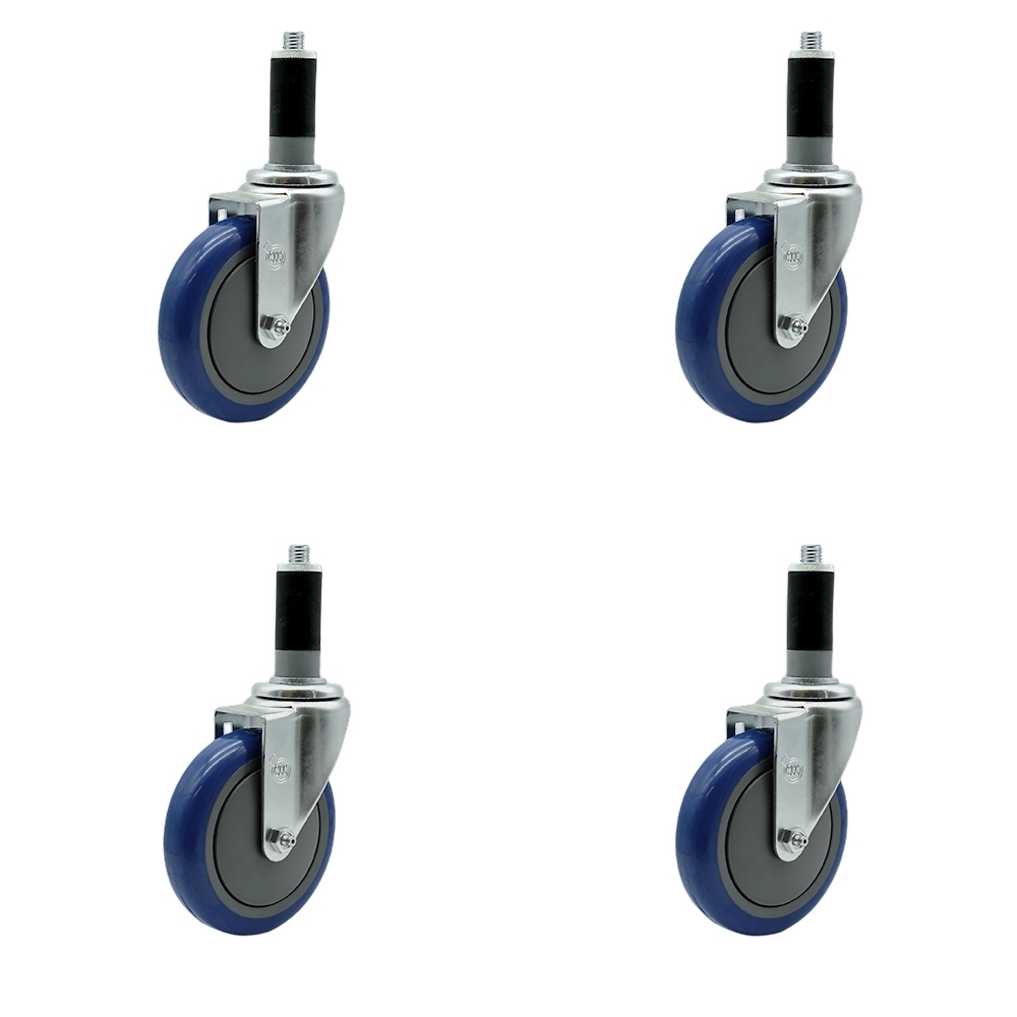 Service Caster, 5Inch x 1 1/4Inch Stem Casters, Wheel Diameter 5 in, Caster Type Rigid, Package (qty.) 4, Model SCC-SSEX20S514-PPUB-BLUE-MTG43-4