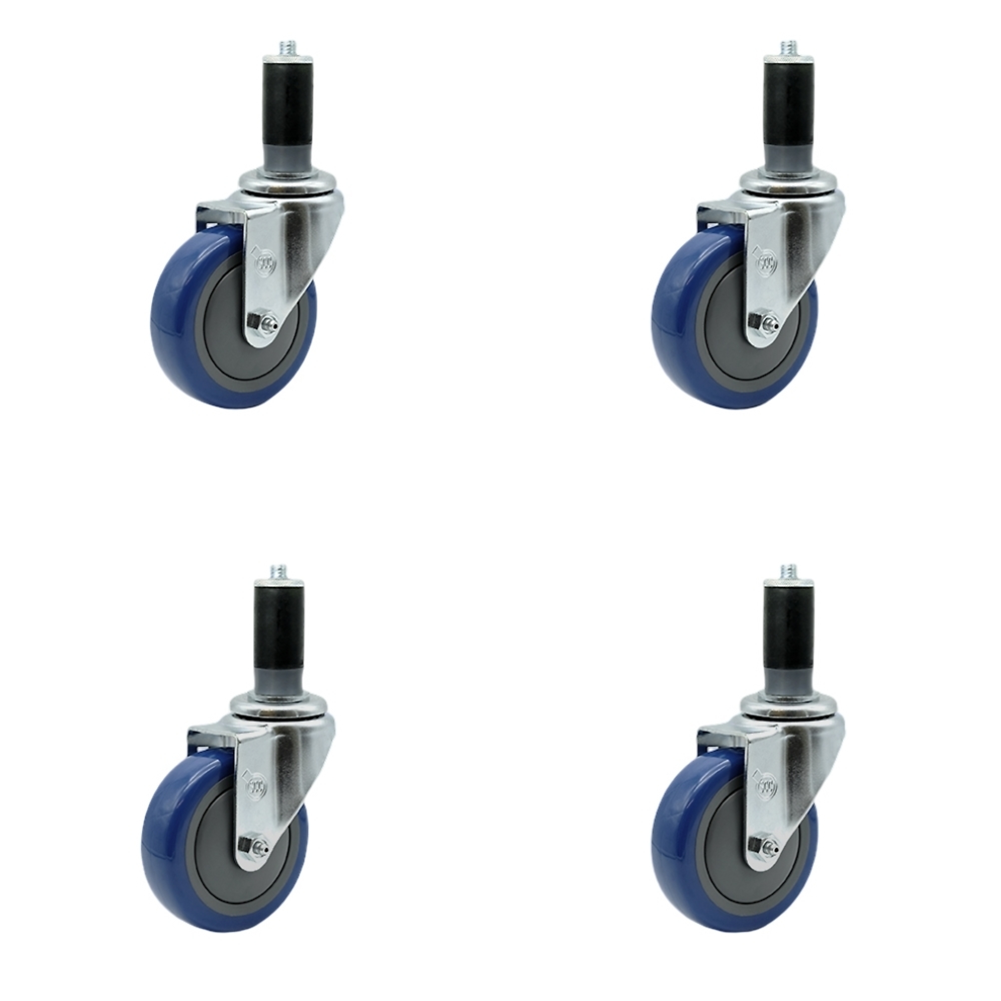 Service Caster, 4Inch x 1 1/4Inch Stem Casters, Wheel Diameter 4 in, Caster Type Rigid, Package (qty.) 4, Model SCC-SSEX20S414-PPUB-BLUE-MTG44-4