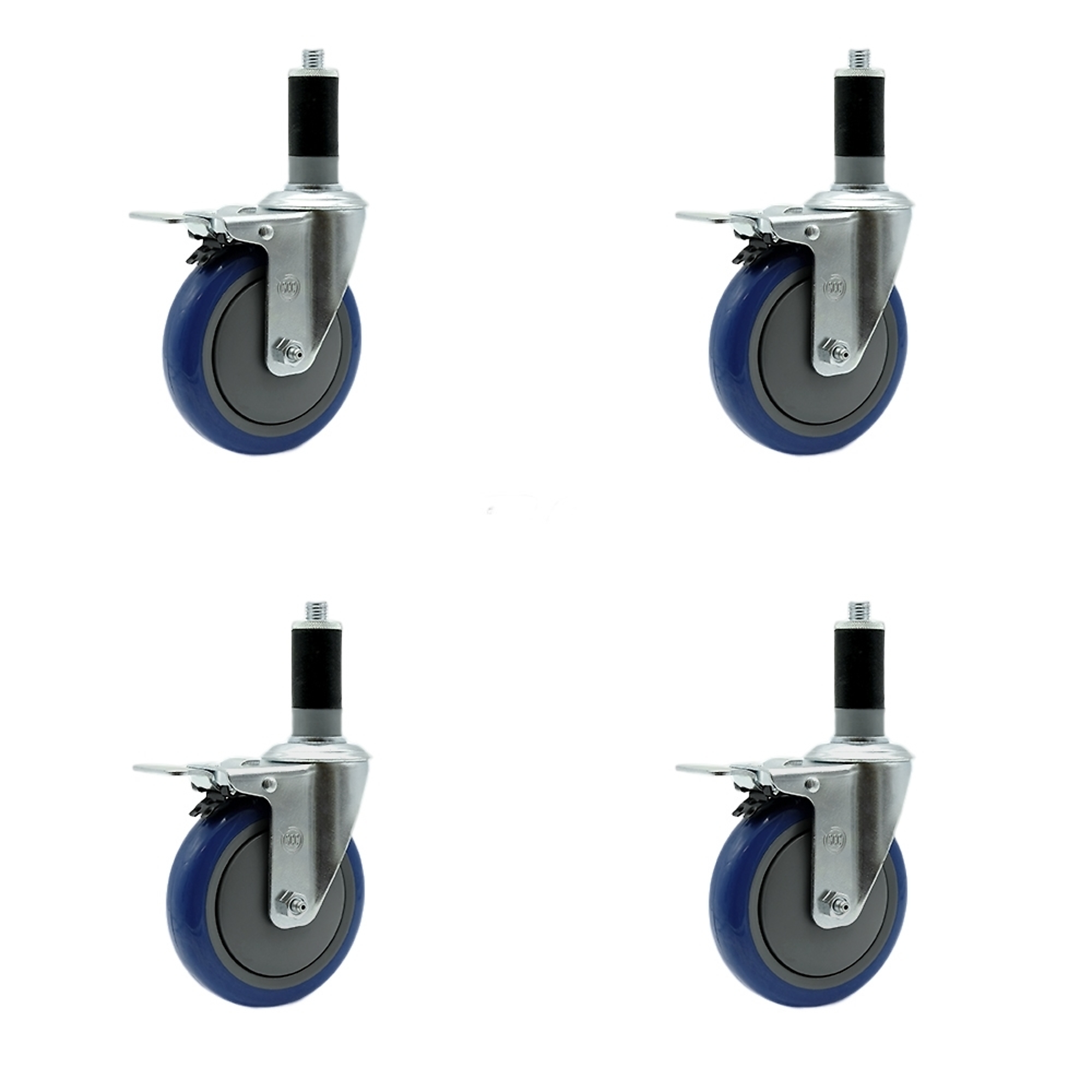 Service Caster, 5Inch x 1 1/4Inch Stem Casters, Wheel Diameter 5 in, Caster Type Rigid, Package (qty.) 4, Model SCC-SSTTLEX20S514-PPUB-BLUE-MTG44-4