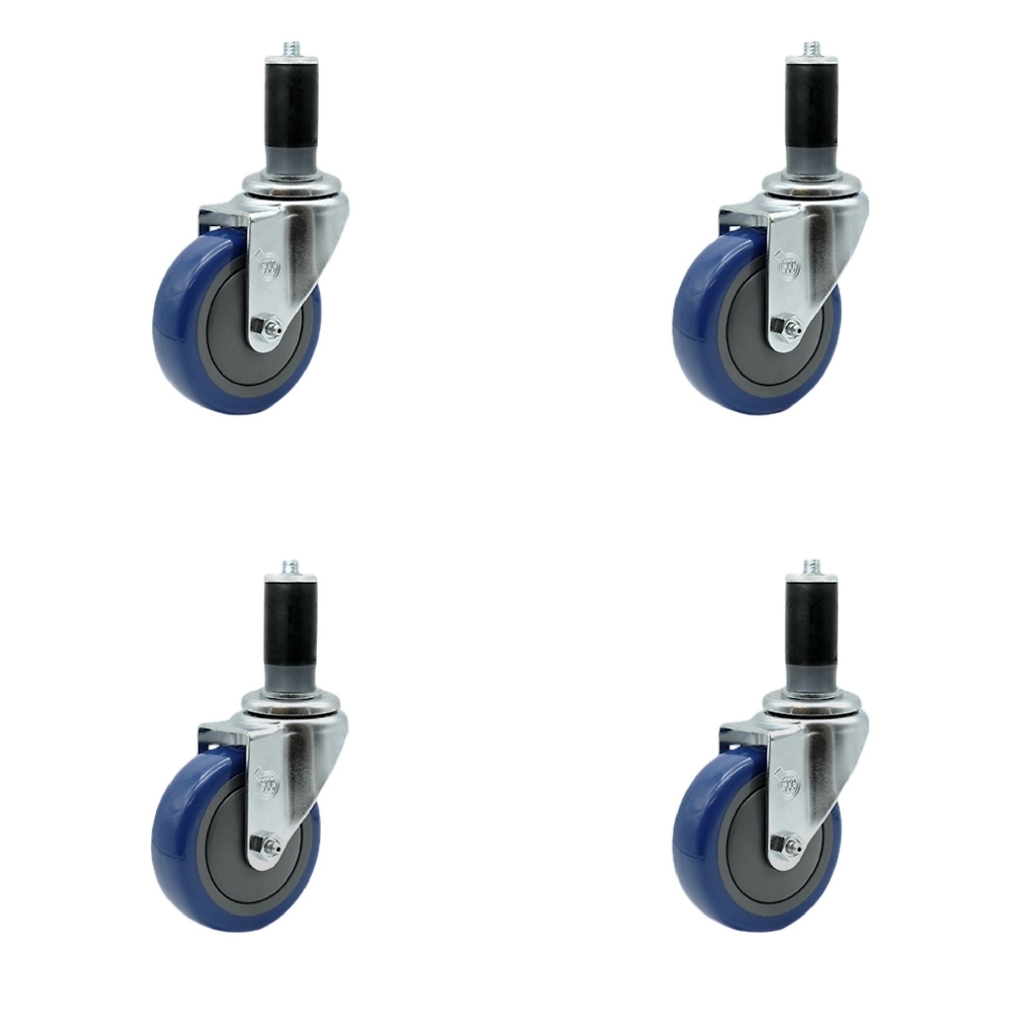 Service Caster, 4Inch x 1 1/4Inch Stem Casters, Wheel Diameter 4 in, Caster Type Rigid, Package (qty.) 4, Model SCC-SSEX20S414-PPUB-BLUE-MTG45-4