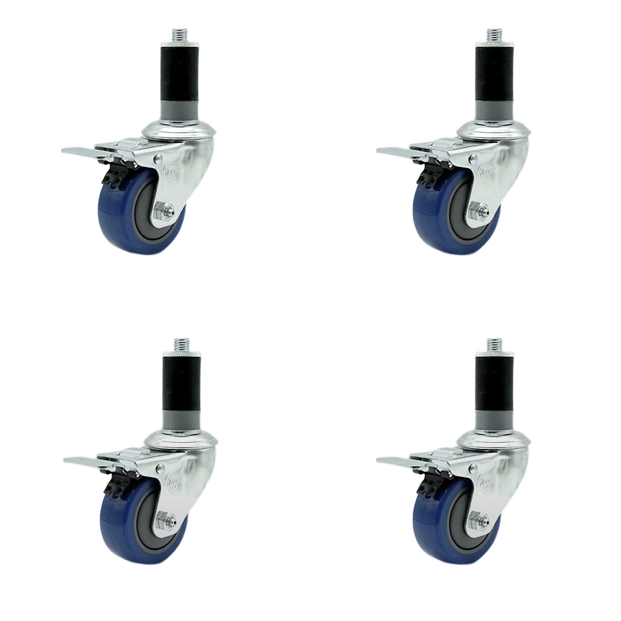 Service Caster, 3Inch x 1 1/4Inch Stem Casters, Wheel Diameter 3 in, Caster Type Rigid, Package (qty.) 4, Model SCC-SSTTLEX20S314-PPUB-BLUE-MTG45-4