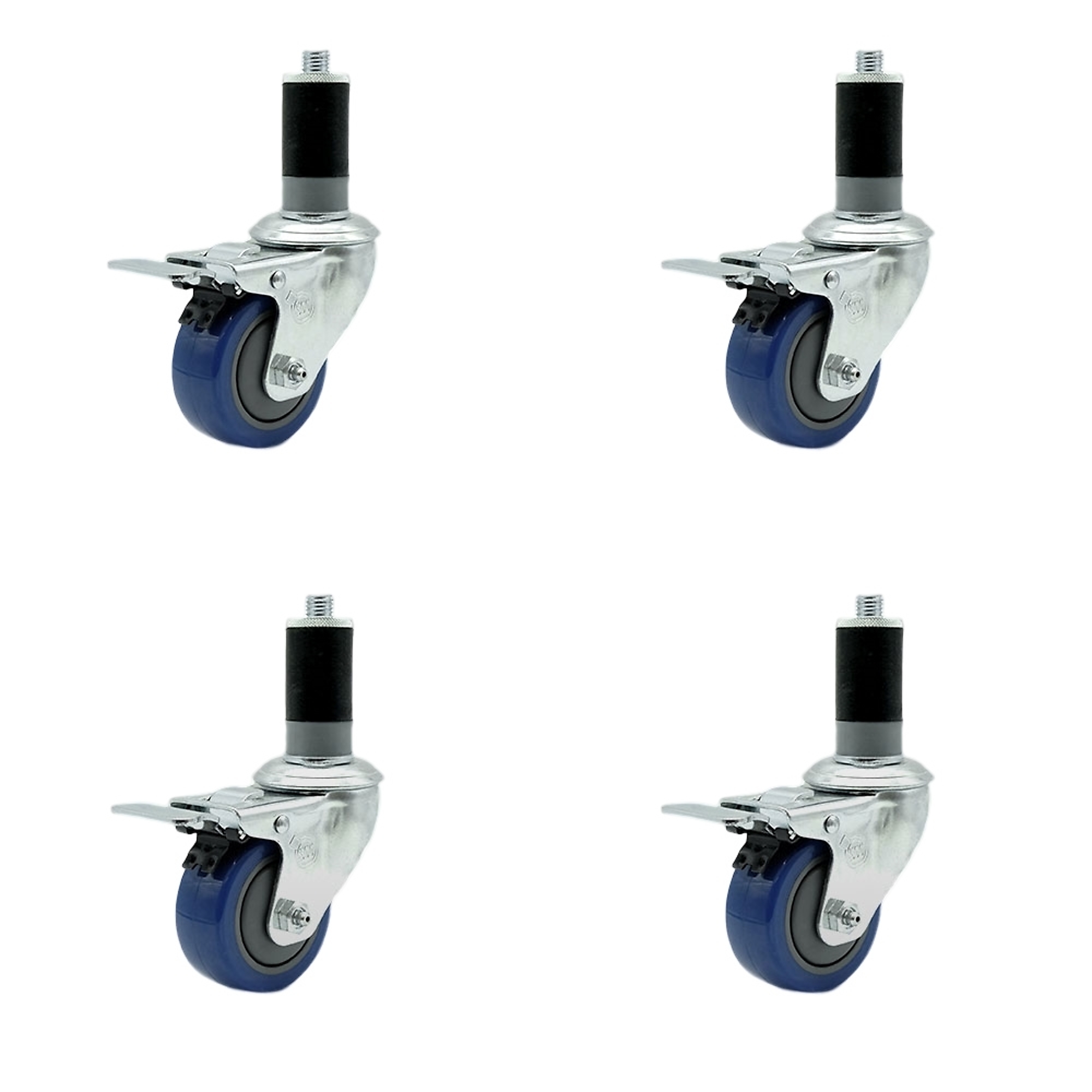 Service Caster, 3 1/2Inch x 1 1/4Inch Stem Casters, Wheel Diameter 3.5 in, Caster Type Rigid, Package (qty.) 4, Model SCC-SSTTLEX20S3514-PPUB-BLUE-