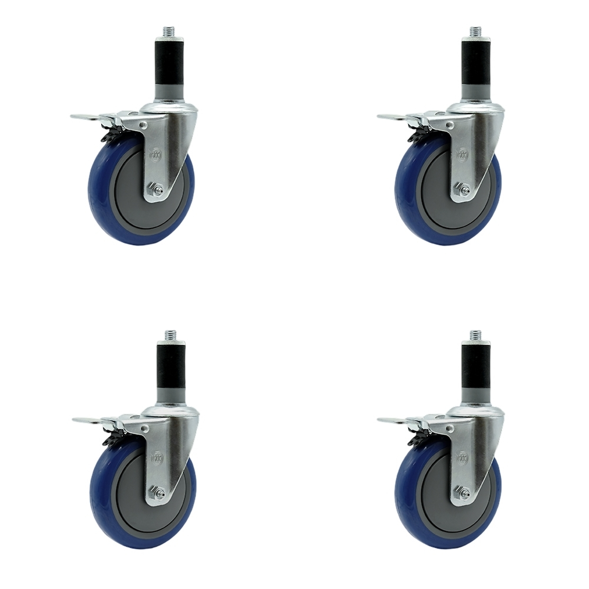 Service Caster, 5Inch x 1 1/4Inch Stem Casters, Wheel Diameter 5 in, Caster Type Rigid, Package (qty.) 4, Model SCC-SSTTLEX20S514-PPUB-BLUE-MTG45-4