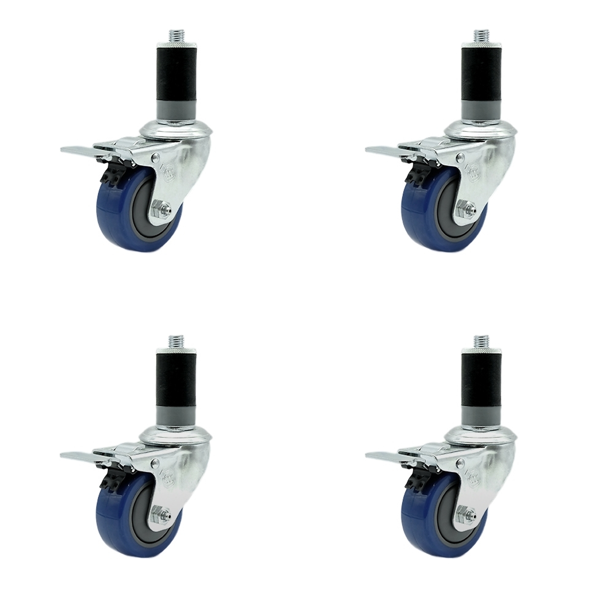 Service Caster, 3Inch x 1 1/4Inch Stem Casters, Wheel Diameter 3 in, Caster Type Rigid, Package (qty.) 4, Model SCC-SSTTLEX20S314-PPUB-BLUE-MTG46-4