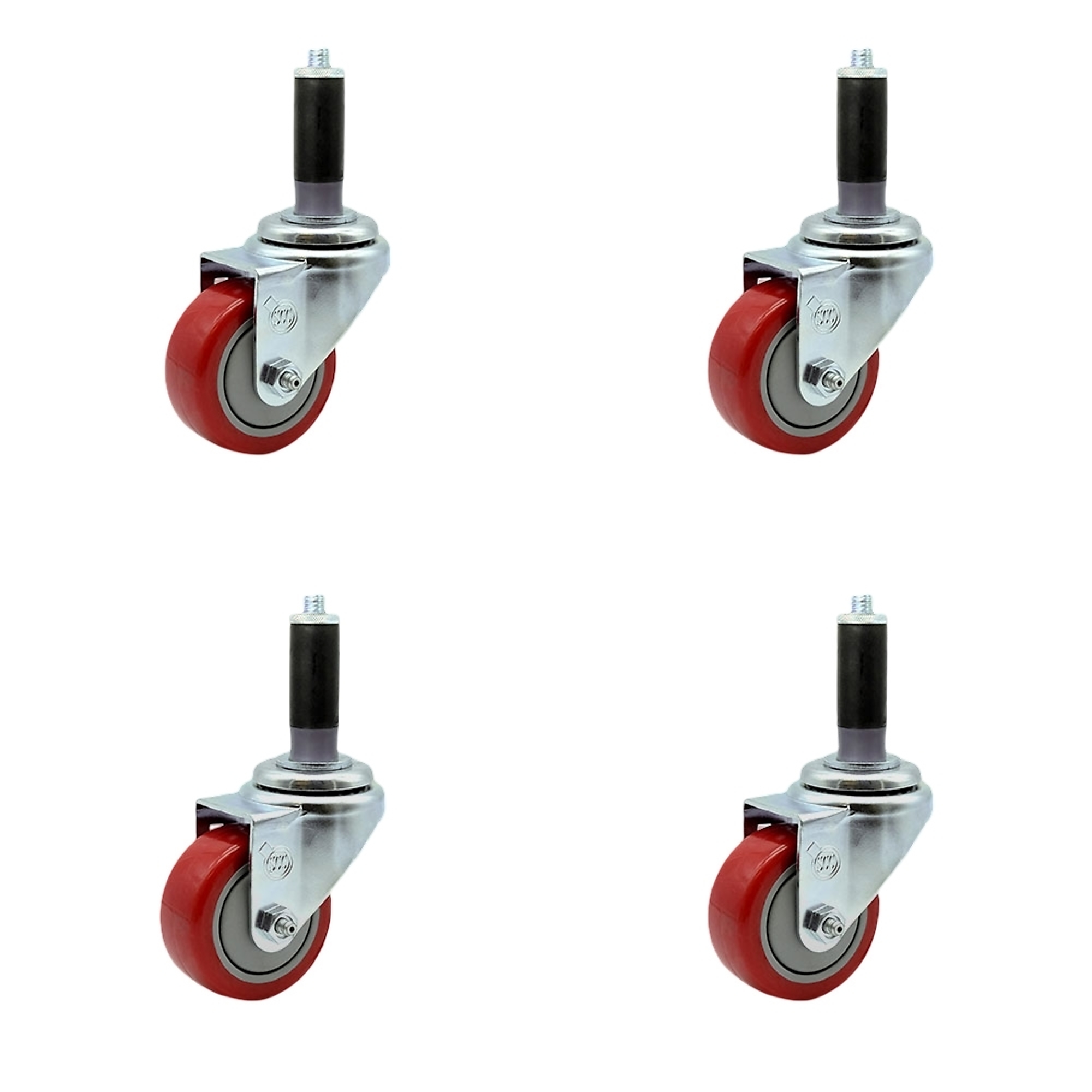 Service Caster, 3Inch x 1 1/4Inch Stem Casters, Wheel Diameter 3 in, Caster Type Rigid, Package (qty.) 4, Model SCC-SSEX20S314-PPUB-RED-MTG41-4