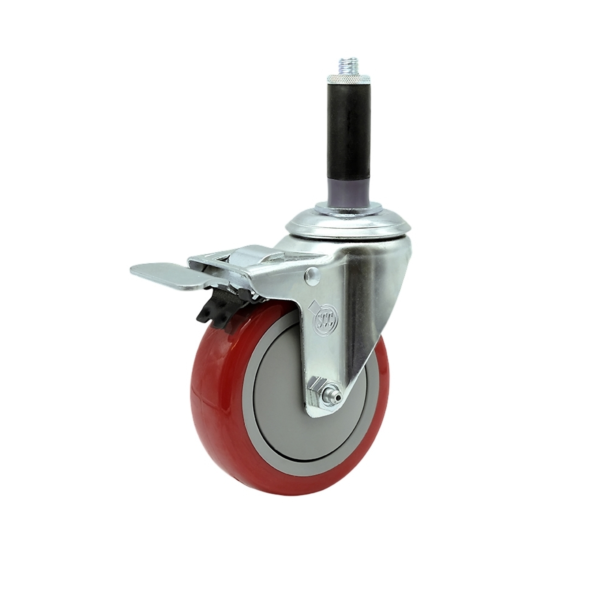 Service Caster, 4Inch x 1 1/4Inch Stem Caster, Wheel Diameter 4 in, Caster Type Swivel, Package (qty.) 1, Model SCC-SSTTLEX20S414-PPUB-RED-MTG41