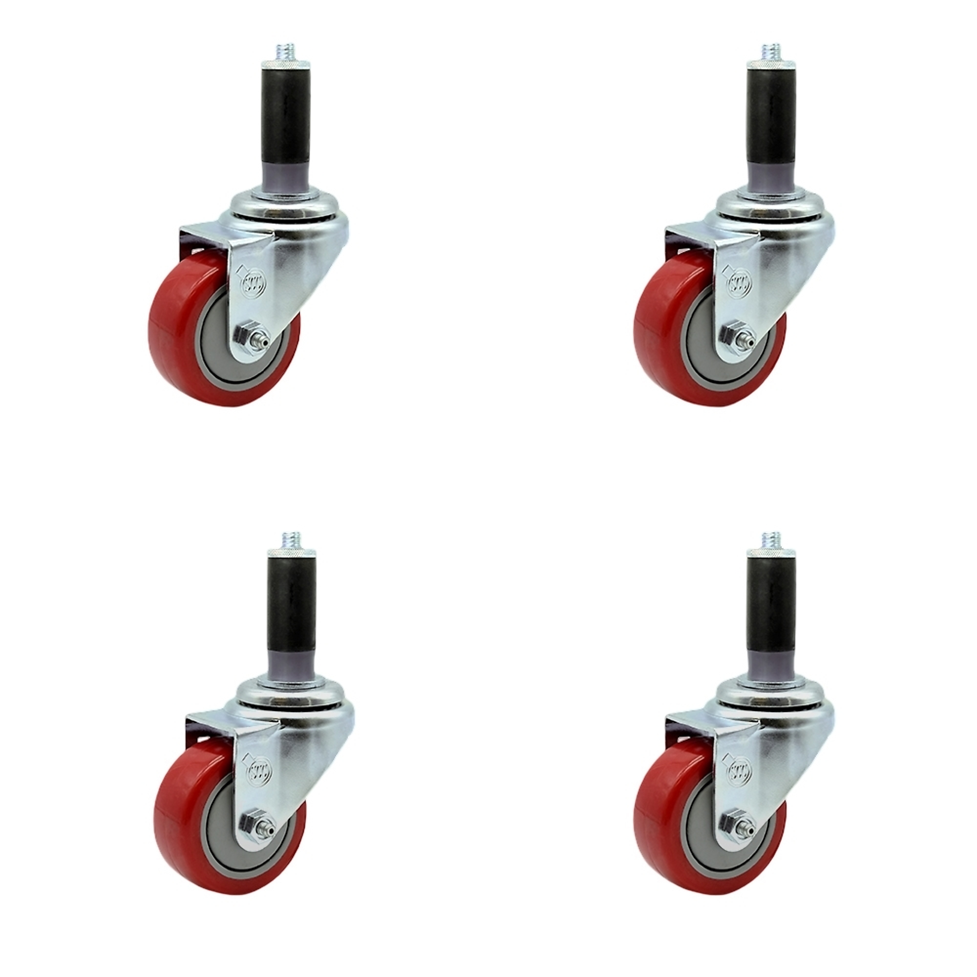 Service Caster, 3 1/2Inch x 1 1/4Inch Stem Casters, Wheel Diameter 3.5 in, Caster Type Rigid, Package (qty.) 4, Model SCC-SSEX20S3514-PPUB-RED-MTG42-4