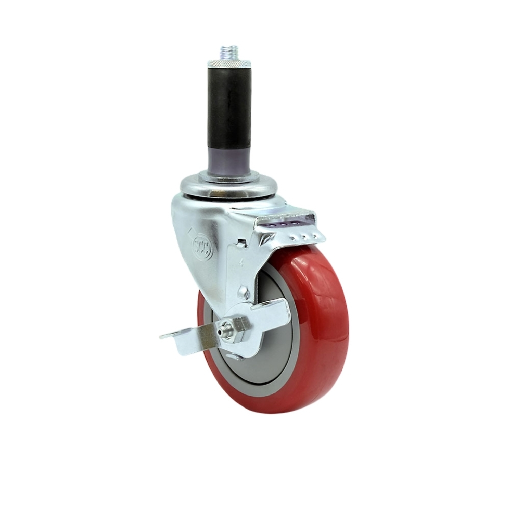 Service Caster, 4Inch x 1 1/4Inch Stem Caster, Wheel Diameter 4 in, Caster Type Swivel, Package (qty.) 1, Model SCC-SSEX20S414-PPUB-RED-TLB-MTG42