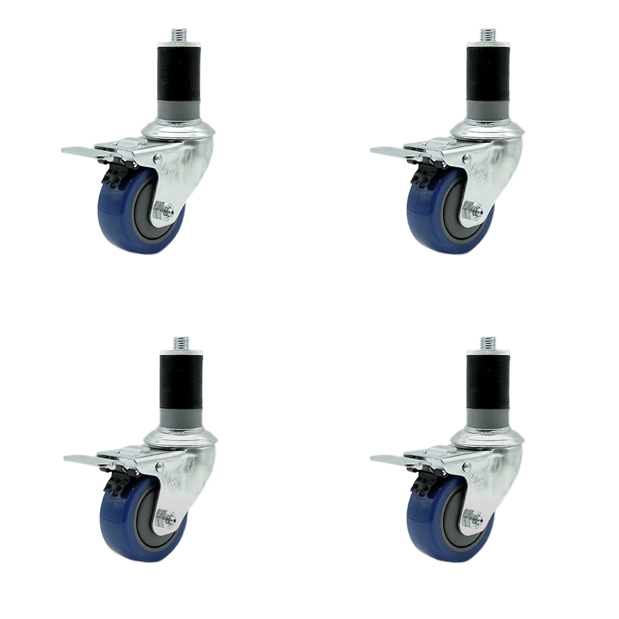 Service Caster, 3Inch x 1 1/4Inch Stem Casters, Wheel Diameter 3 in, Caster Type Rigid, Package (qty.) 4, Model SCC-SSTTLEX20S314-PPUB-BLUE-MTG47-4