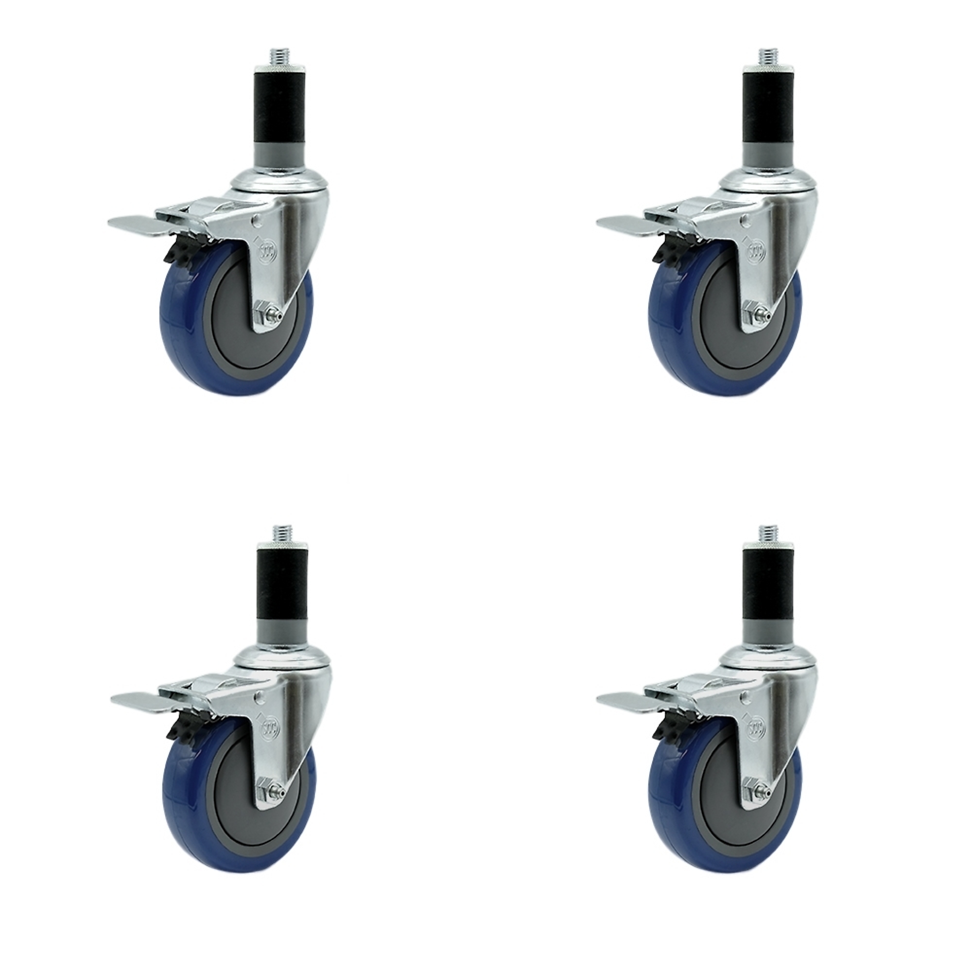 Service Caster, 4Inch x 1 1/4Inch Stem Casters, Wheel Diameter 4 in, Caster Type Rigid, Package (qty.) 4, Model SCC-SSTTLEX20S414-PPUB-BLUE-MTG46-4