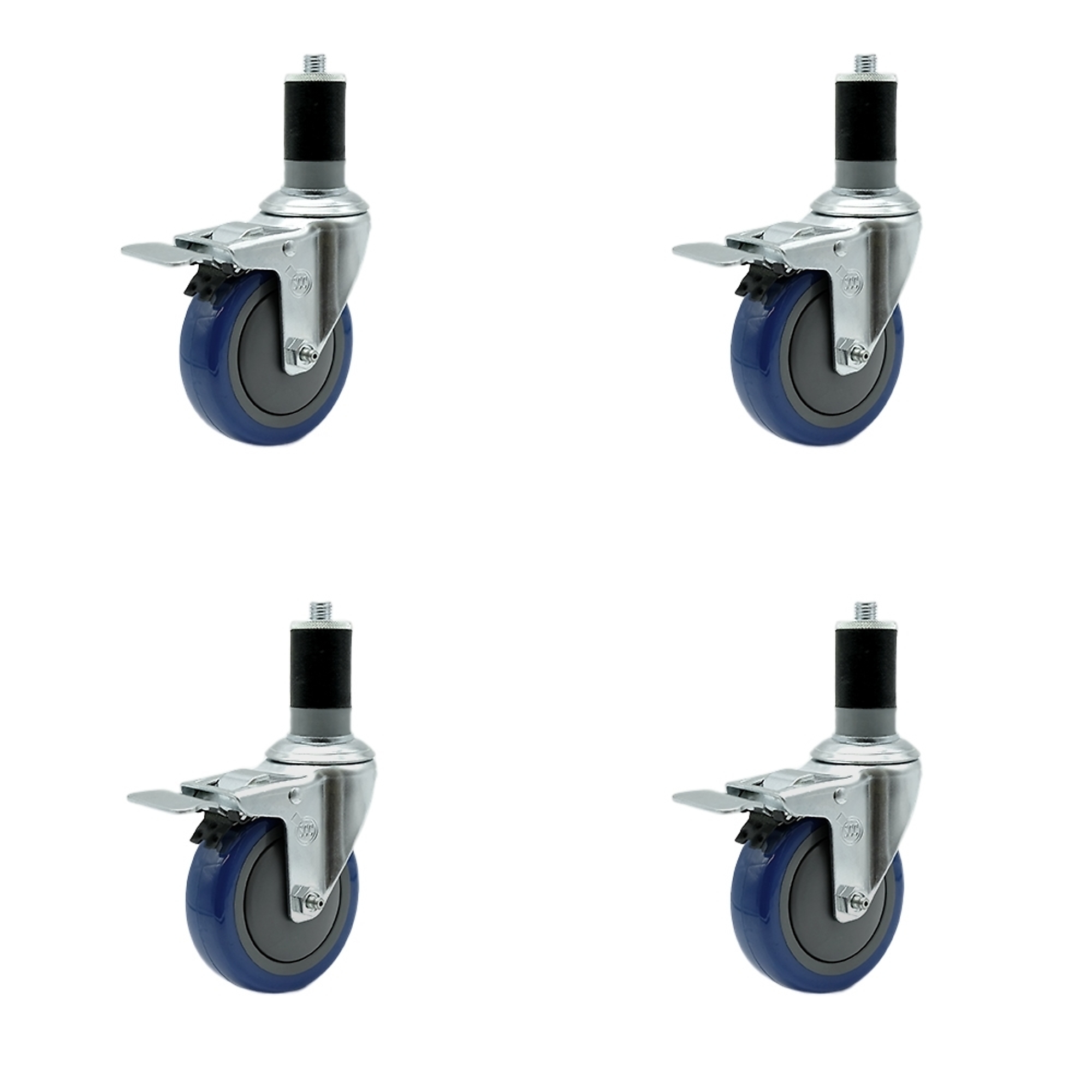 Service Caster, 4Inch x 1 1/4Inch Stem Casters, Wheel Diameter 4 in, Caster Type Rigid, Package (qty.) 4, Model SCC-SSTTLEX20S414-PPUB-BLUE-MTG47-4