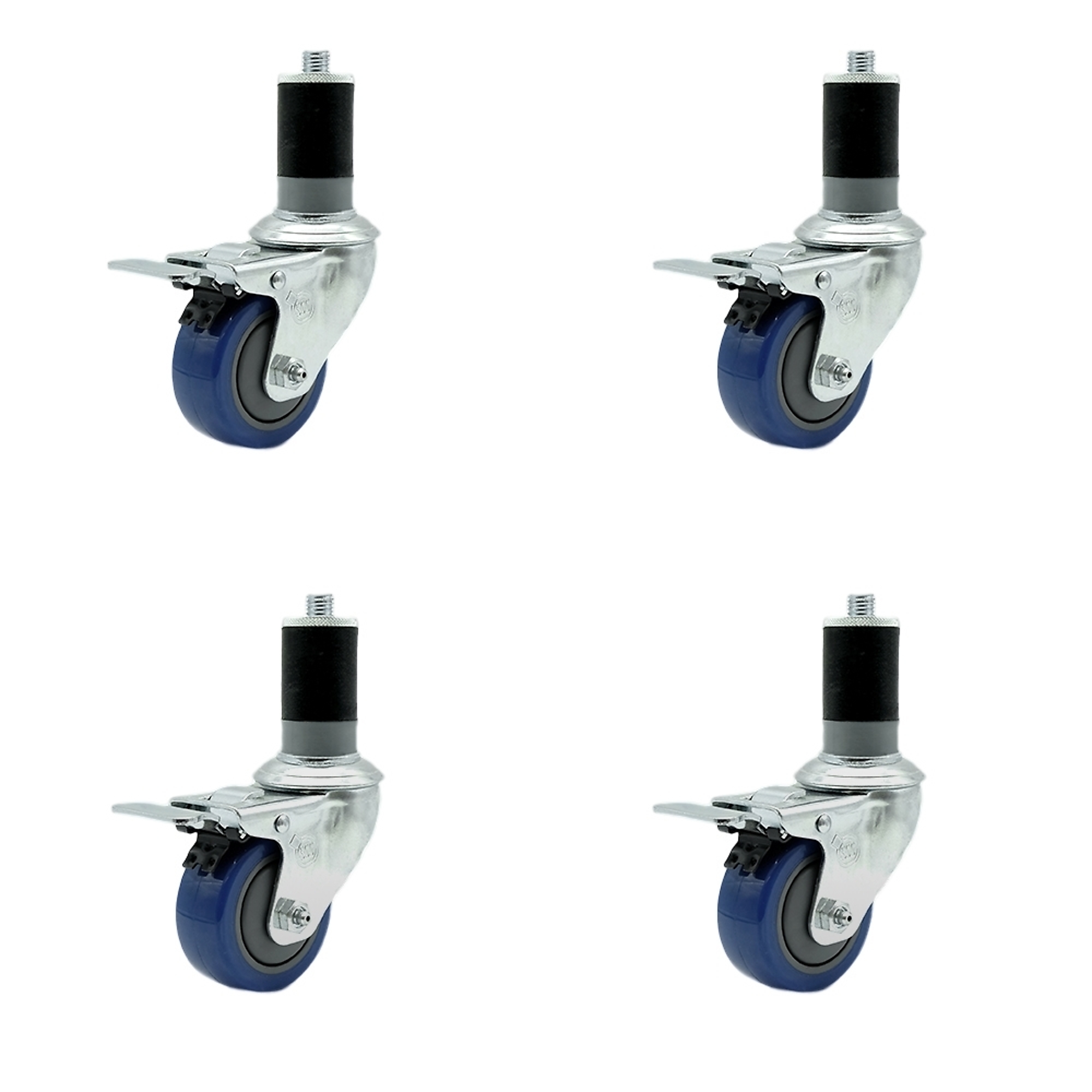 Service Caster, 3 1/2Inch x 1 1/4Inch Stem Casters, Wheel Diameter 3.5 in, Caster Type Rigid, Package (qty.) 4, Model SCC-SSTTLEX20S3514-PPUB-BLUE-