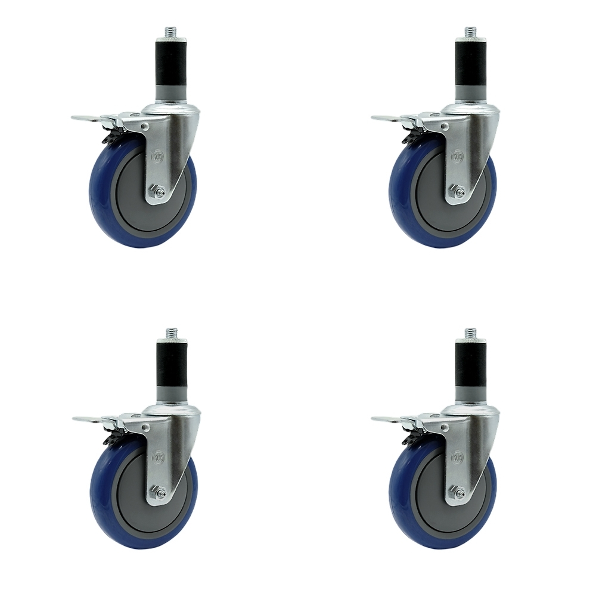 Service Caster, 5Inch x 1 1/4Inch Stem Casters, Wheel Diameter 5 in, Caster Type Rigid, Package (qty.) 4, Model SCC-SSTTLEX20S514-PPUB-BLUE-MTG46-4