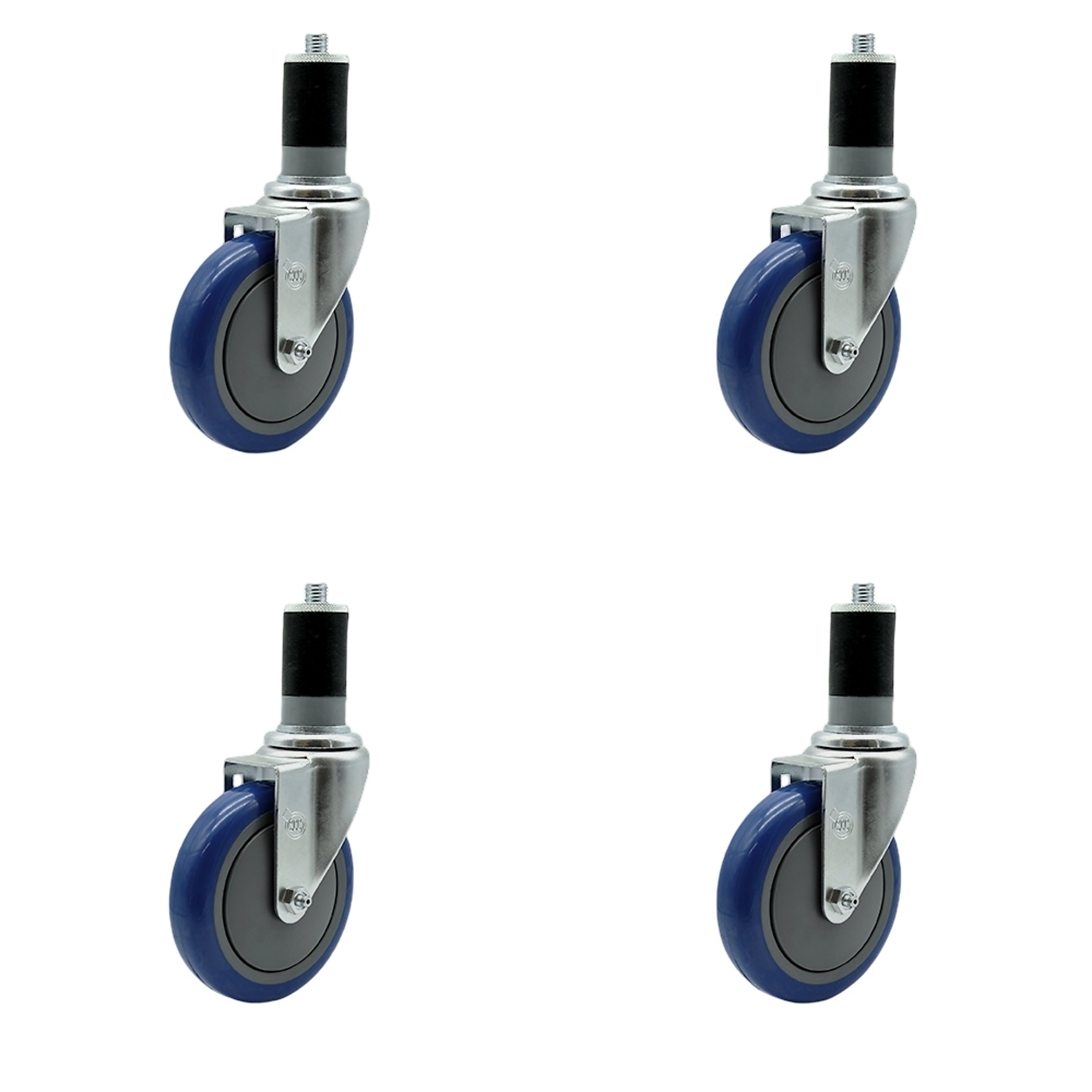 Service Caster, 5Inch x 1 1/4Inch Stem Casters, Wheel Diameter 5 in, Caster Type Rigid, Package (qty.) 4, Model SCC-SSEX20S514-PPUB-BLUE-MTG47-4