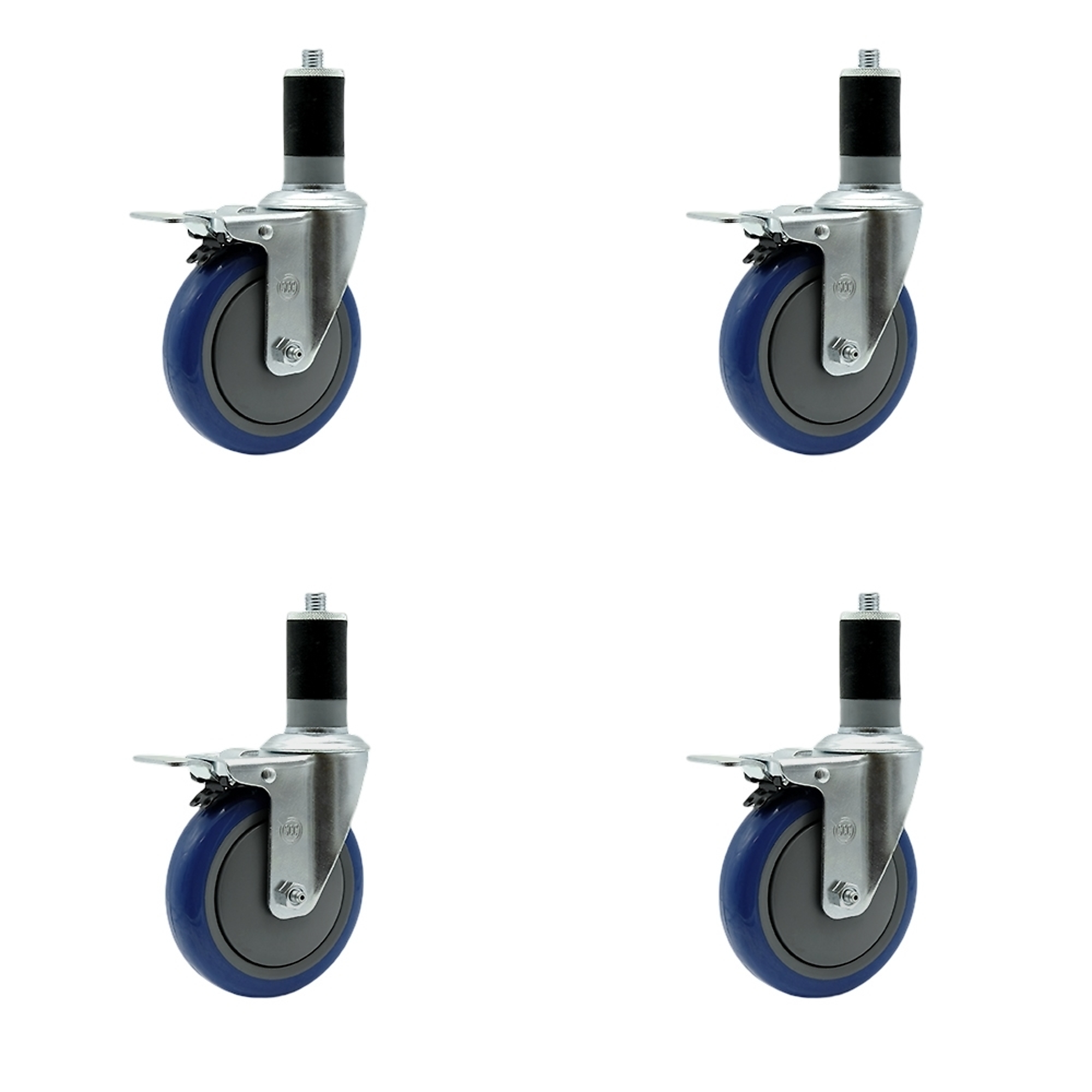 Service Caster, 5Inch x 1 1/4Inch Stem Casters, Wheel Diameter 5 in, Caster Type Rigid, Package (qty.) 4, Model SCC-SSTTLEX20S514-PPUB-BLUE-MTG47-4