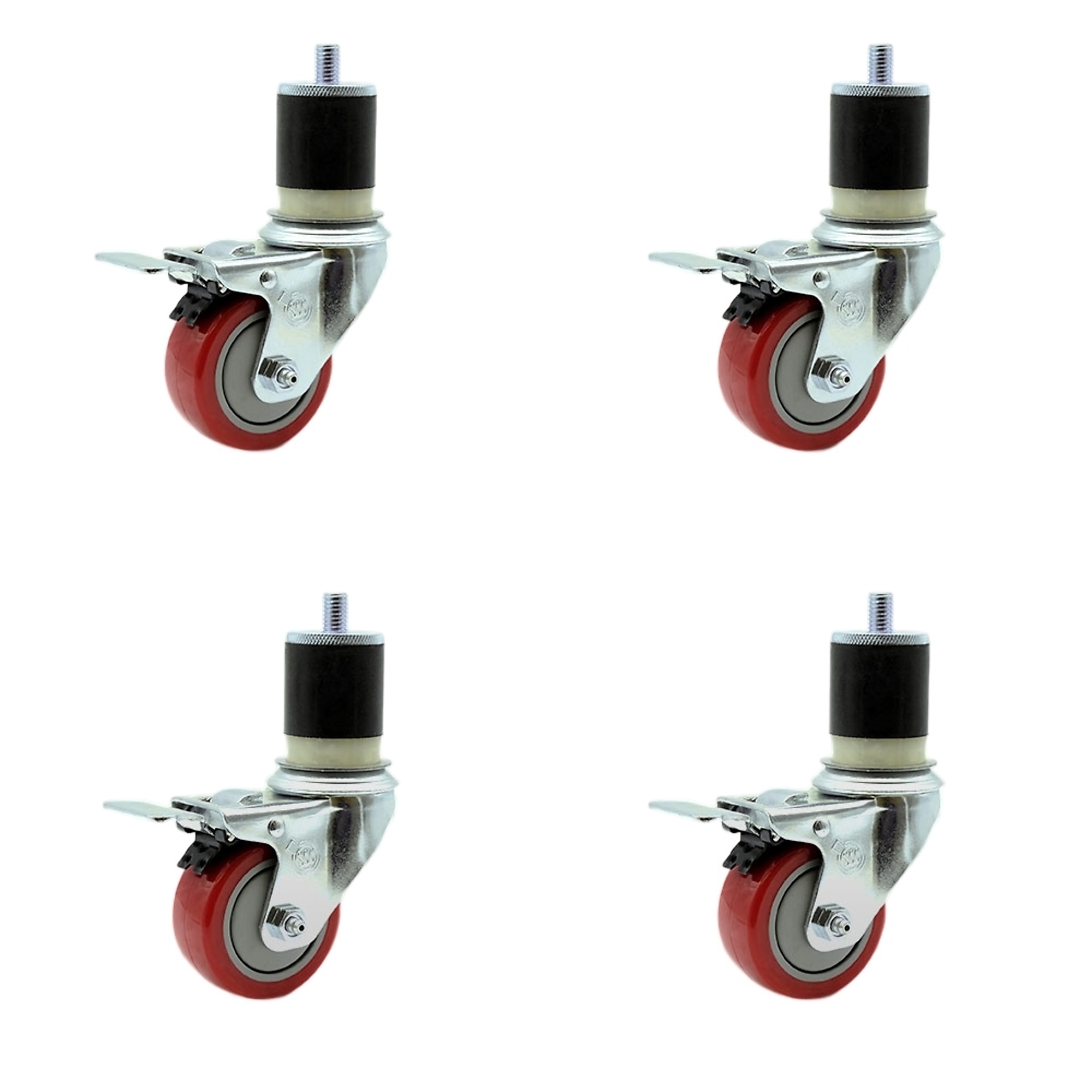 Service Caster, 3Inch x 1 1/4Inch Stem Casters, Wheel Diameter 3 in, Caster Type Rigid, Package (qty.) 4, Model SCC-SSTTLEX20S314-PPUB-RED-MTG21-4