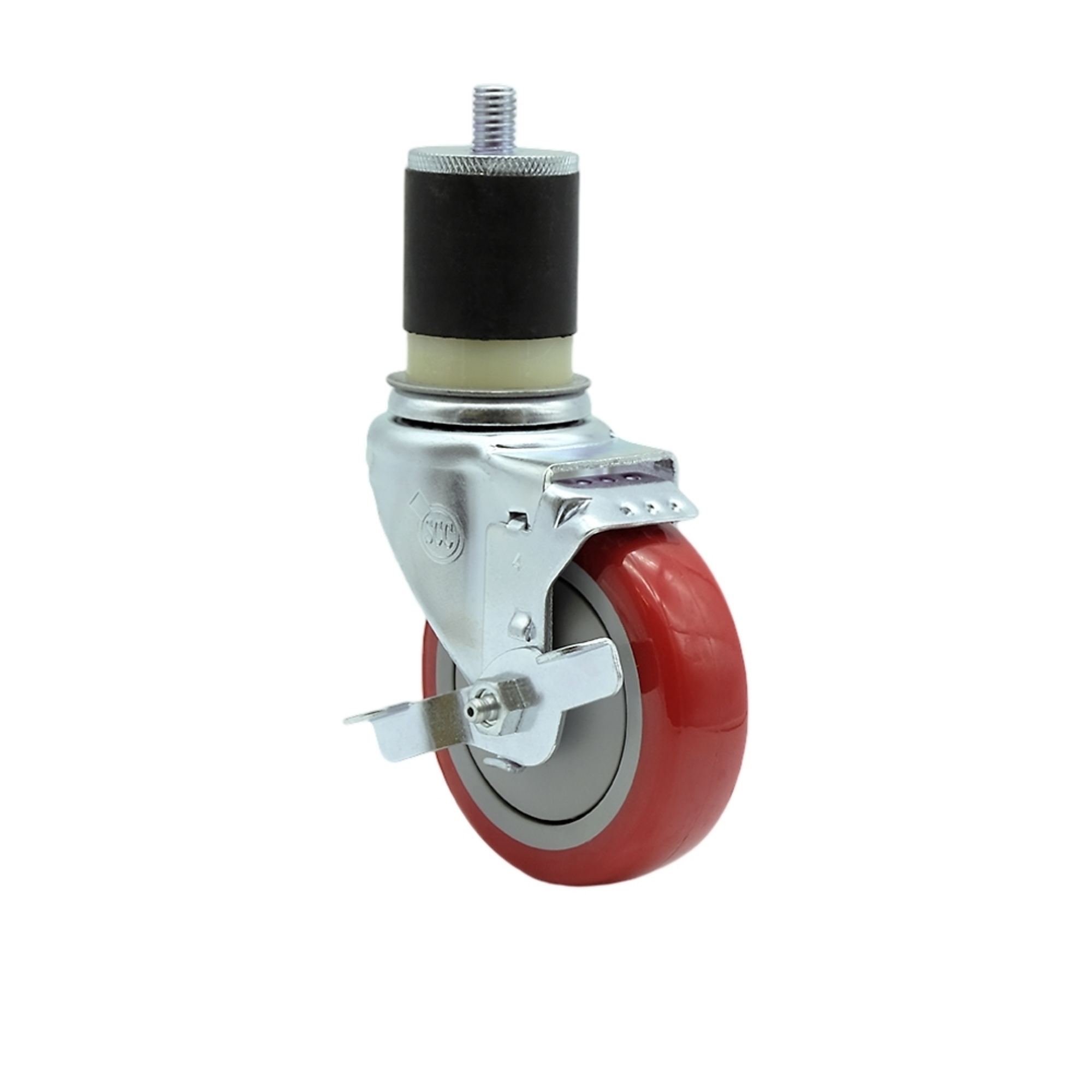 Service Caster, 4Inch x 1 1/4Inch Stem Caster, Wheel Diameter 4 in, Caster Type Swivel, Package (qty.) 1, Model SCC-SSEX20S414-PPUB-RED-TLB-MTG21