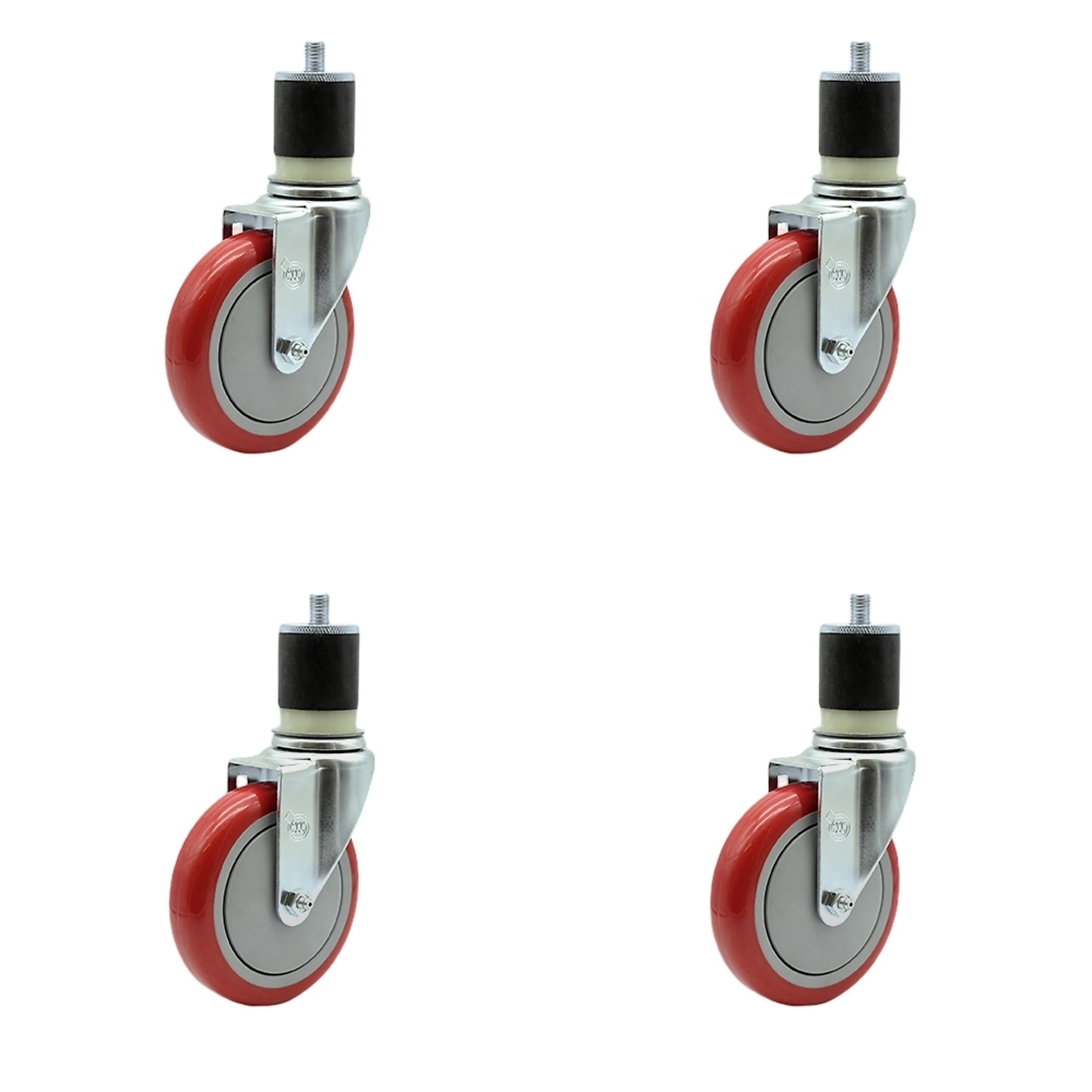 Service Caster, 5Inch x 1 1/4Inch Stem Casters, Wheel Diameter 5 in, Caster Type Rigid, Package (qty.) 4, Model SCC-SSEX20S514-PPUB-RED-MTG21-4