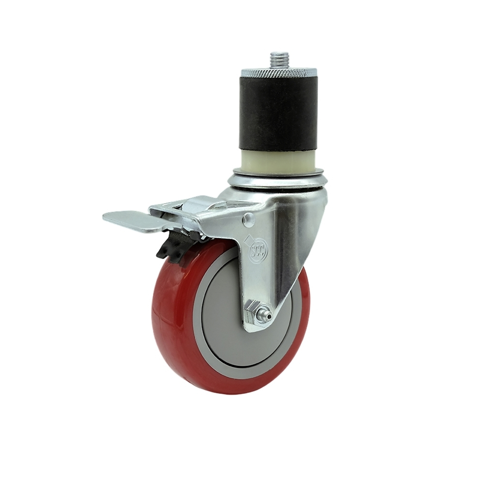 Service Caster, 4Inch x 1 1/4Inch Stem Caster, Wheel Diameter 4 in, Caster Type Swivel, Package (qty.) 1, Model SCC-SSTTLEX20S414-PPUB-RED-MTG21