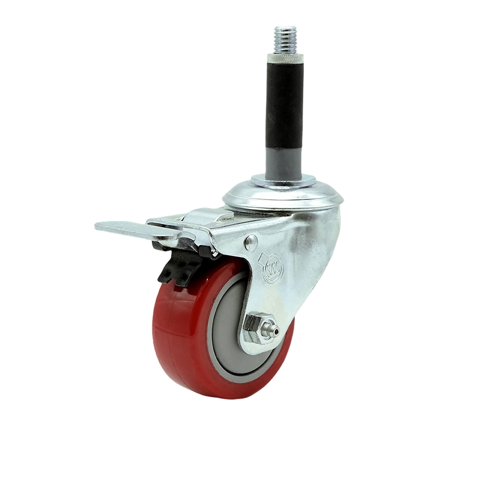 Service Caster, 3Inch x 1 1/4Inch Stem Caster, Wheel Diameter 3 in, Caster Type Swivel, Package (qty.) 1, Model SCC-SSTTLEX20S314-PPUB-RED-MTG40