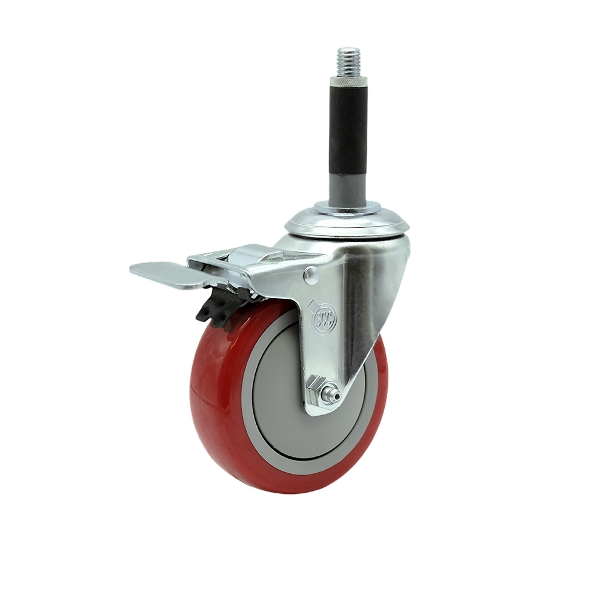 Service Caster, 4Inch x 1 1/4Inch Stem Caster, Wheel Diameter 4 in, Caster Type Swivel, Package (qty.) 1, Model SCC-SSTTLEX20S414-PPUB-RED-MTG40