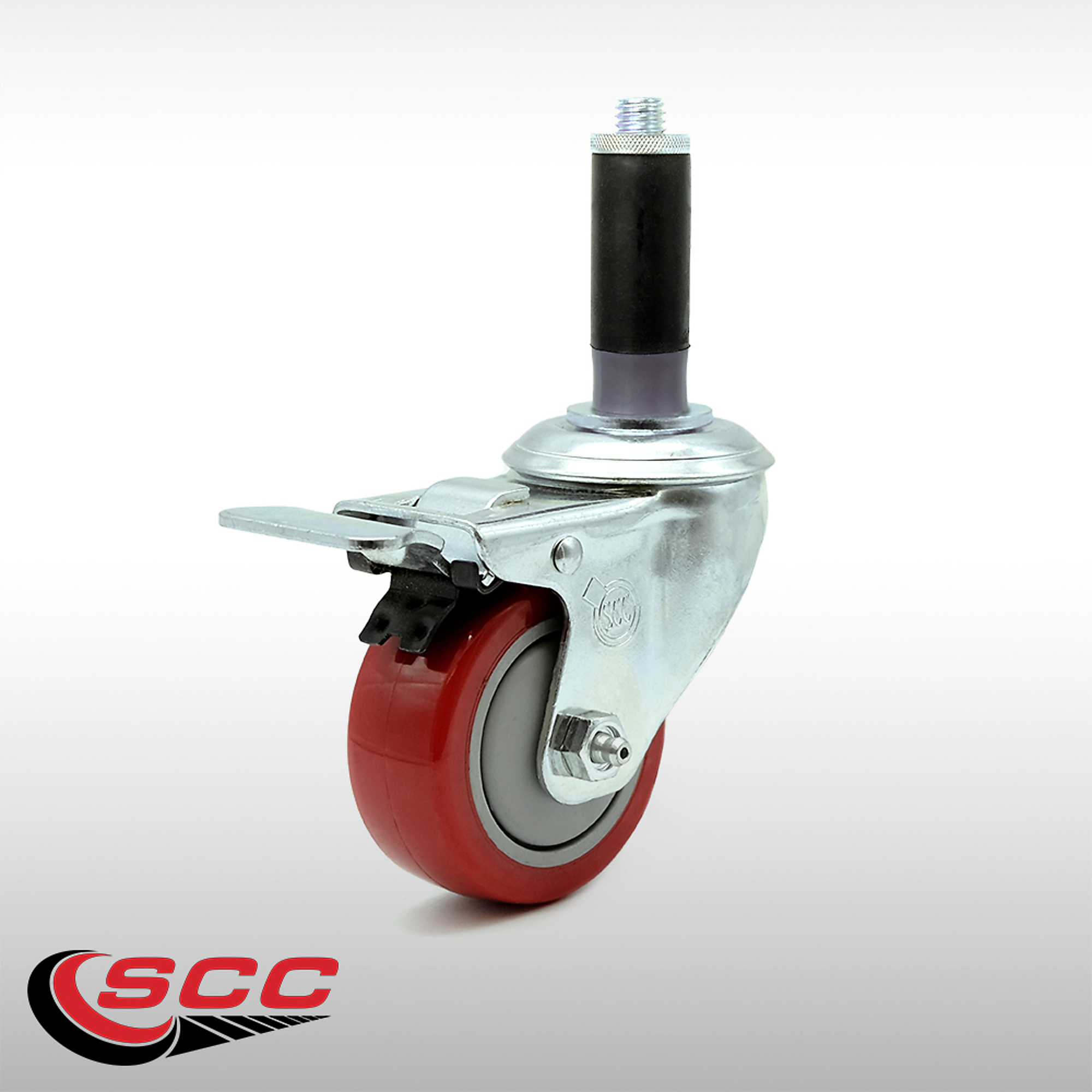 Service Caster, 3Inch x 1 1/4Inch Stem Caster, Wheel Diameter 3 in, Caster Type Swivel, Package (qty.) 1, Model SCC-SSTTLEX20S314-PPUB-RED-MTG41