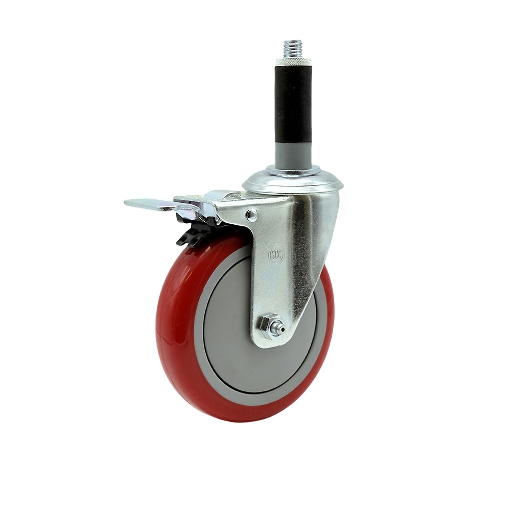 Service Caster, 5Inch x 1 1/4Inch Stem Caster, Wheel Diameter 5 in, Caster Type Swivel, Package (qty.) 1, Model SCC-SSTTLEX20S514-PPUB-RED-MTG42