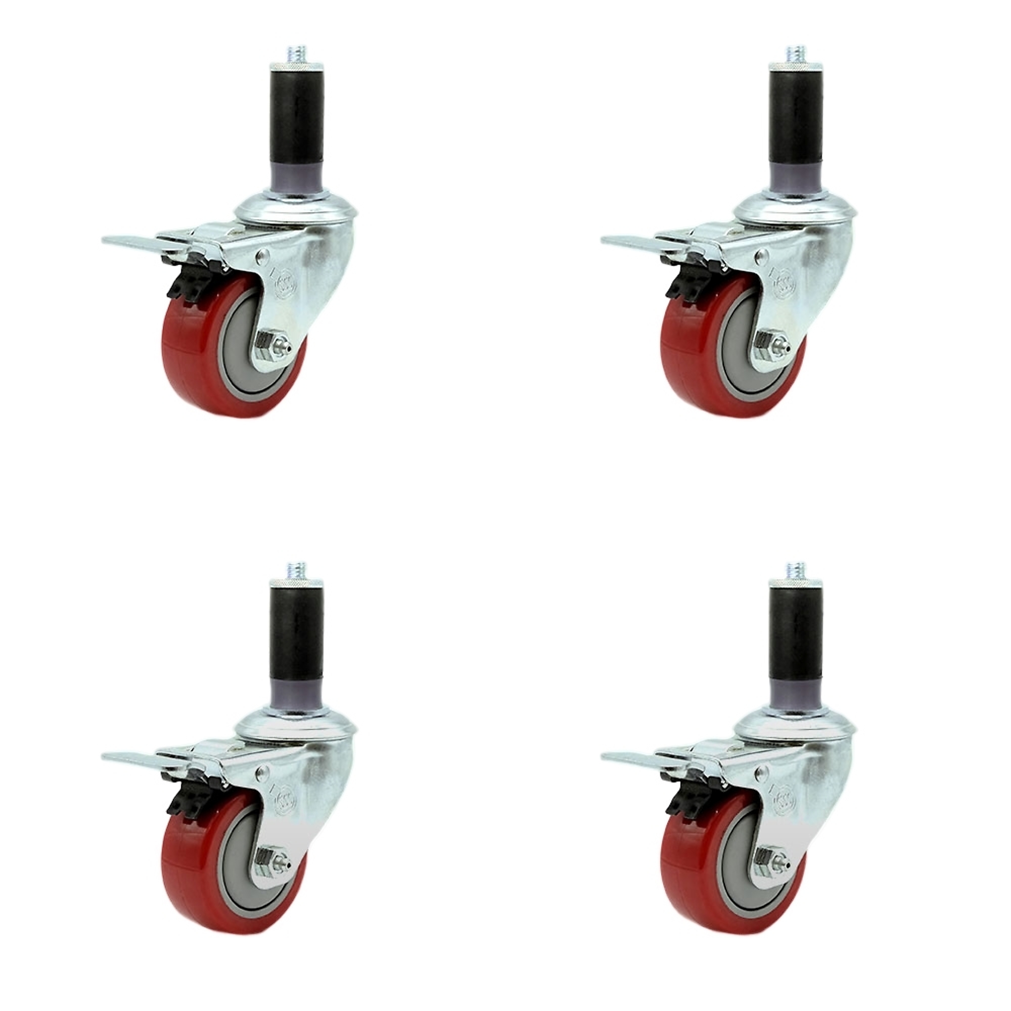 Service Caster, 3 1/2Inch x 1 1/4Inch Stem Casters, Wheel Diameter 3.5 in, Caster Type Rigid, Package (qty.) 4, Model SCC-SSTTLEX20S3514-PPUB-RED-