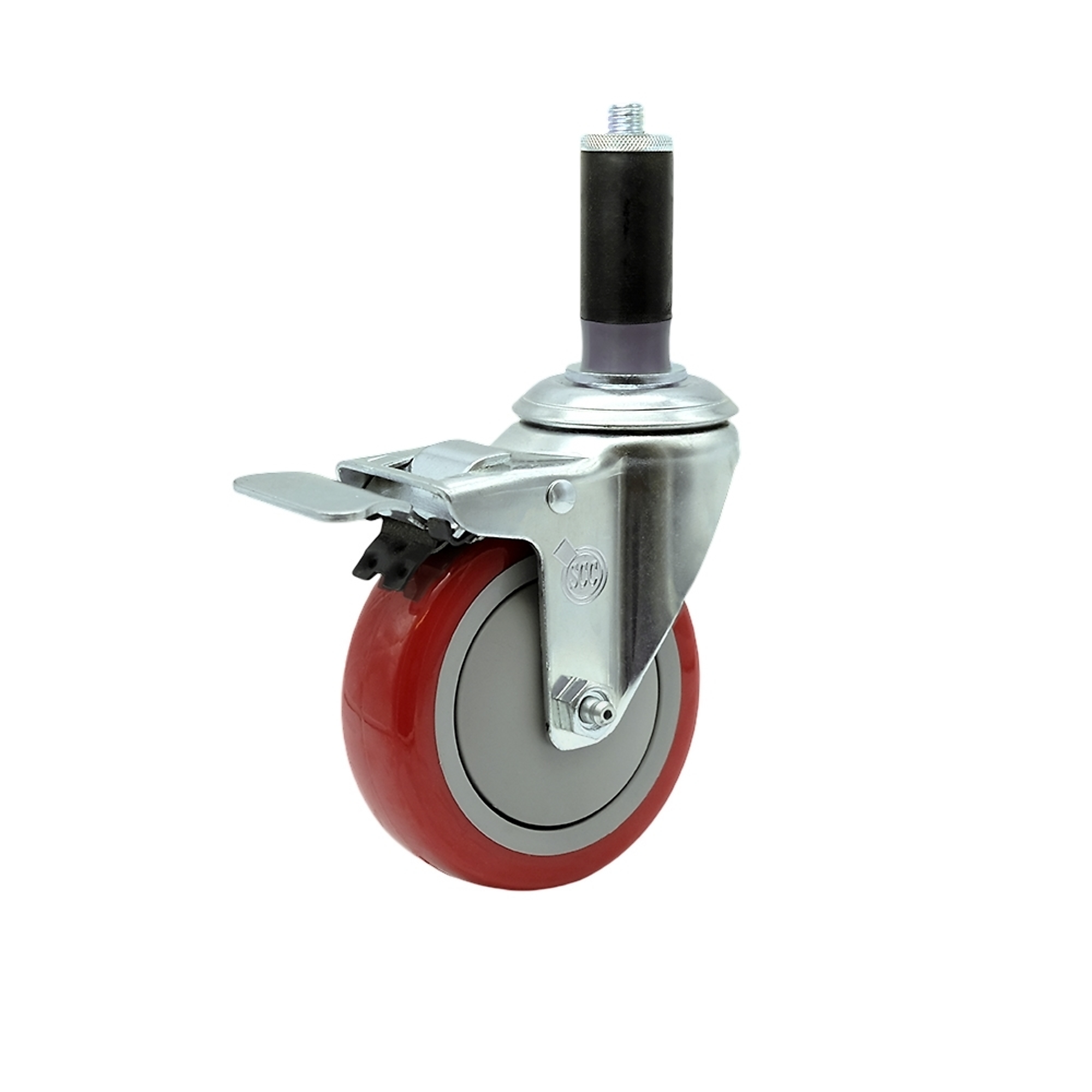 Service Caster, 4Inch x 1 1/4Inch Stem Caster, Wheel Diameter 4 in, Caster Type Swivel, Package (qty.) 1, Model SCC-SSTTLEX20S414-PPUB-RED-MTG43