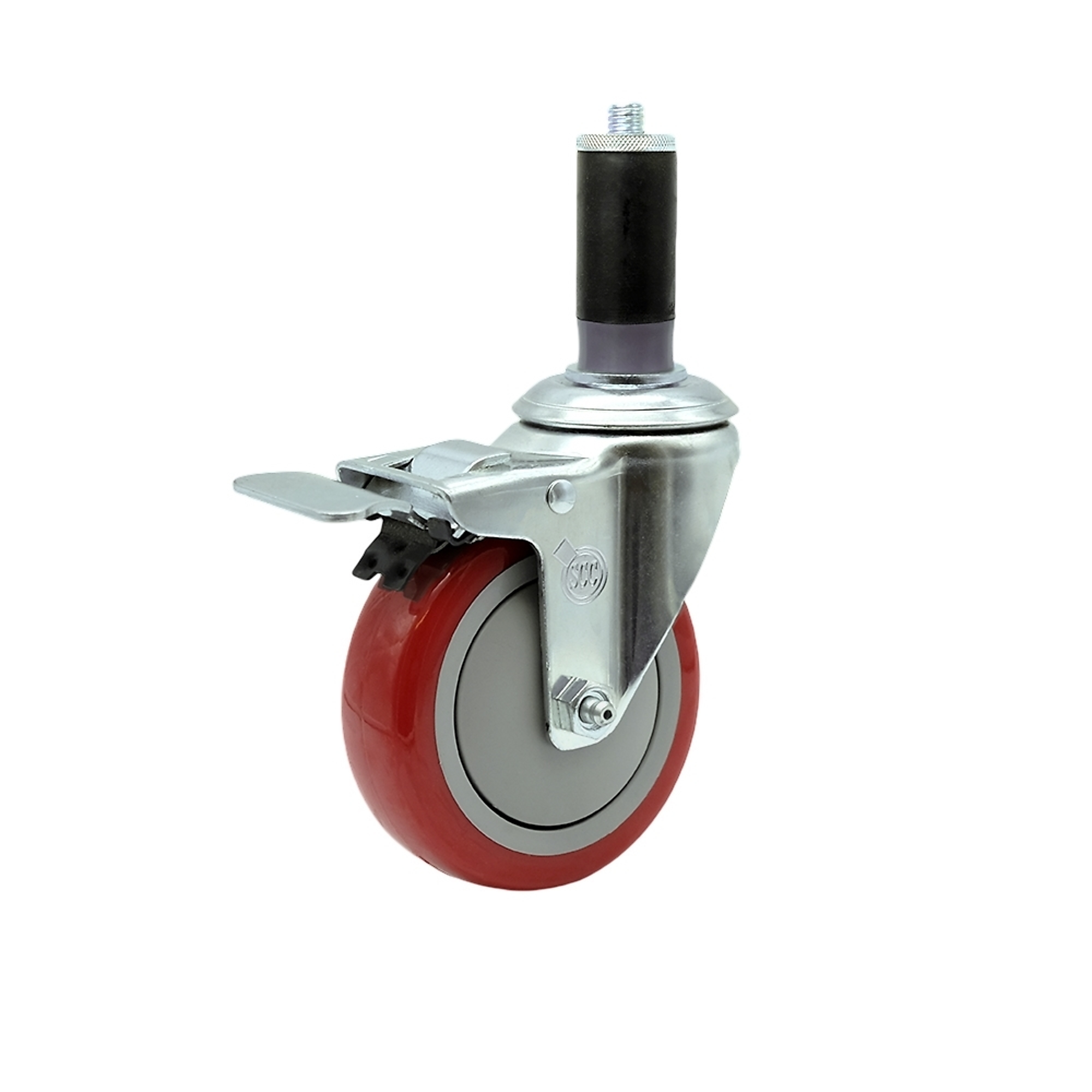 Service Caster, 4Inch x 1 1/4Inch Stem Caster, Wheel Diameter 4 in, Caster Type Swivel, Package (qty.) 1, Model SCC-SSTTLEX20S414-PPUB-RED-MTG44