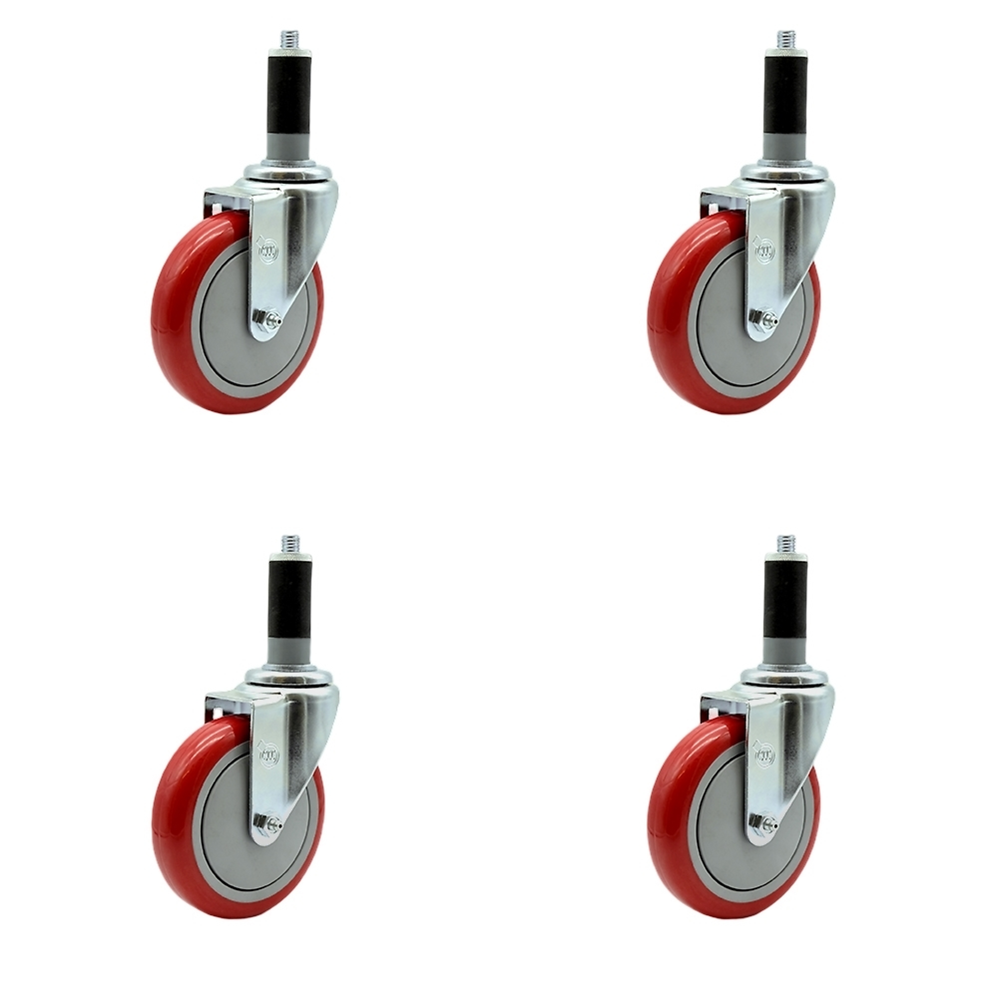 Service Caster, 5Inch x 1 1/4Inch Stem Casters, Wheel Diameter 5 in, Caster Type Rigid, Package (qty.) 4, Model SCC-SSEX20S514-PPUB-RED-MTG44-4