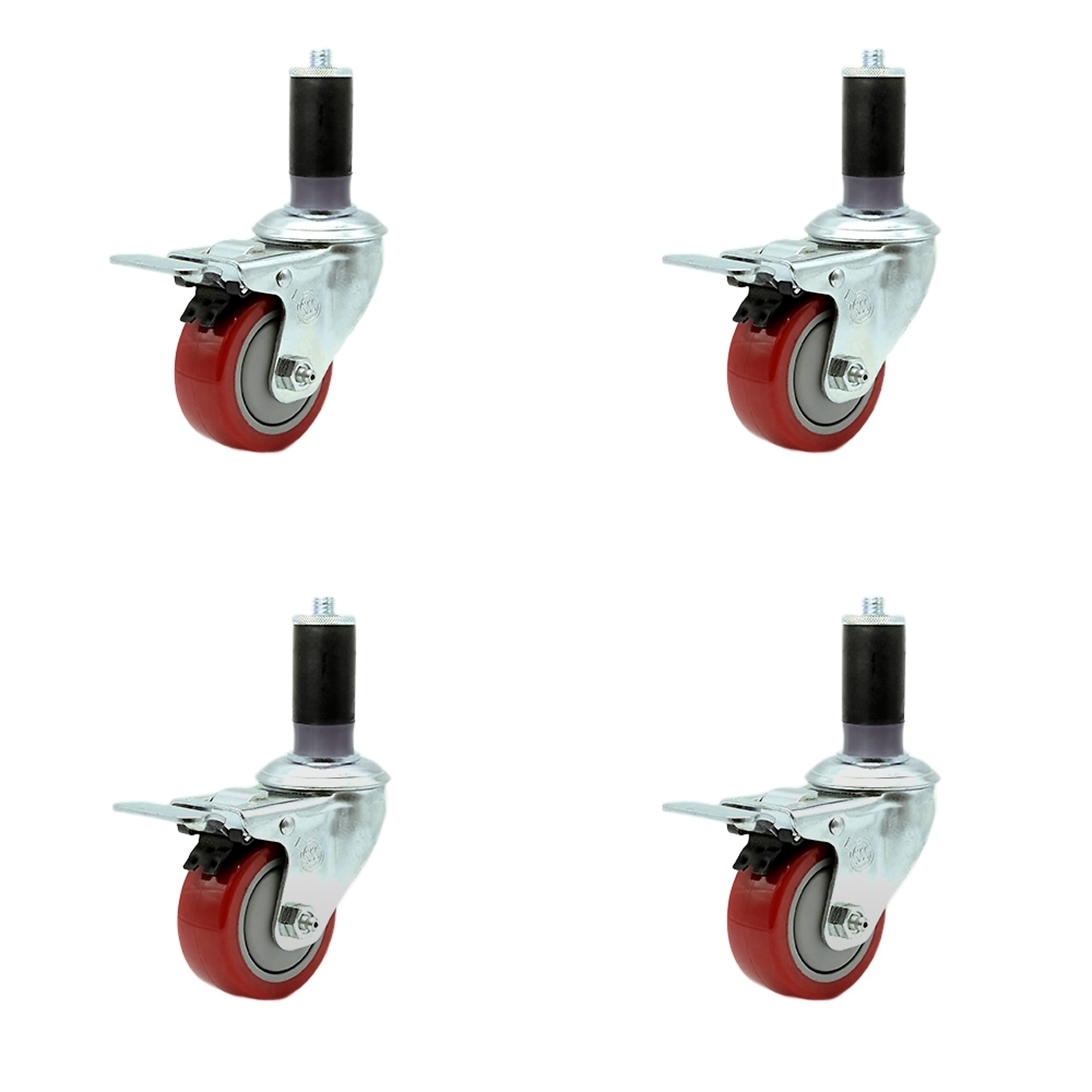 Service Caster, 3 1/2Inch x 1 1/4Inch Stem Casters, Wheel Diameter 3.5 in, Caster Type Rigid, Package (qty.) 4, Model SCC-SSTTLEX20S3514-PPUB-RED-