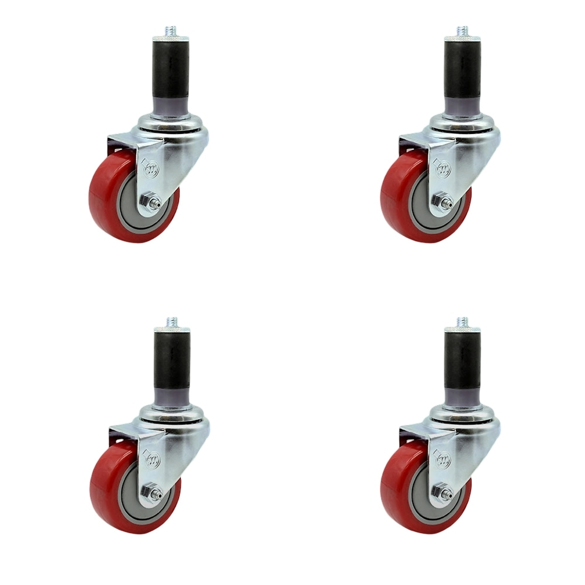 Service Caster, 3Inch x 1 1/4Inch Stem Casters, Wheel Diameter 3 in, Caster Type Rigid, Package (qty.) 4, Model SCC-SSEX20S314-PPUB-RED-MTG45-4