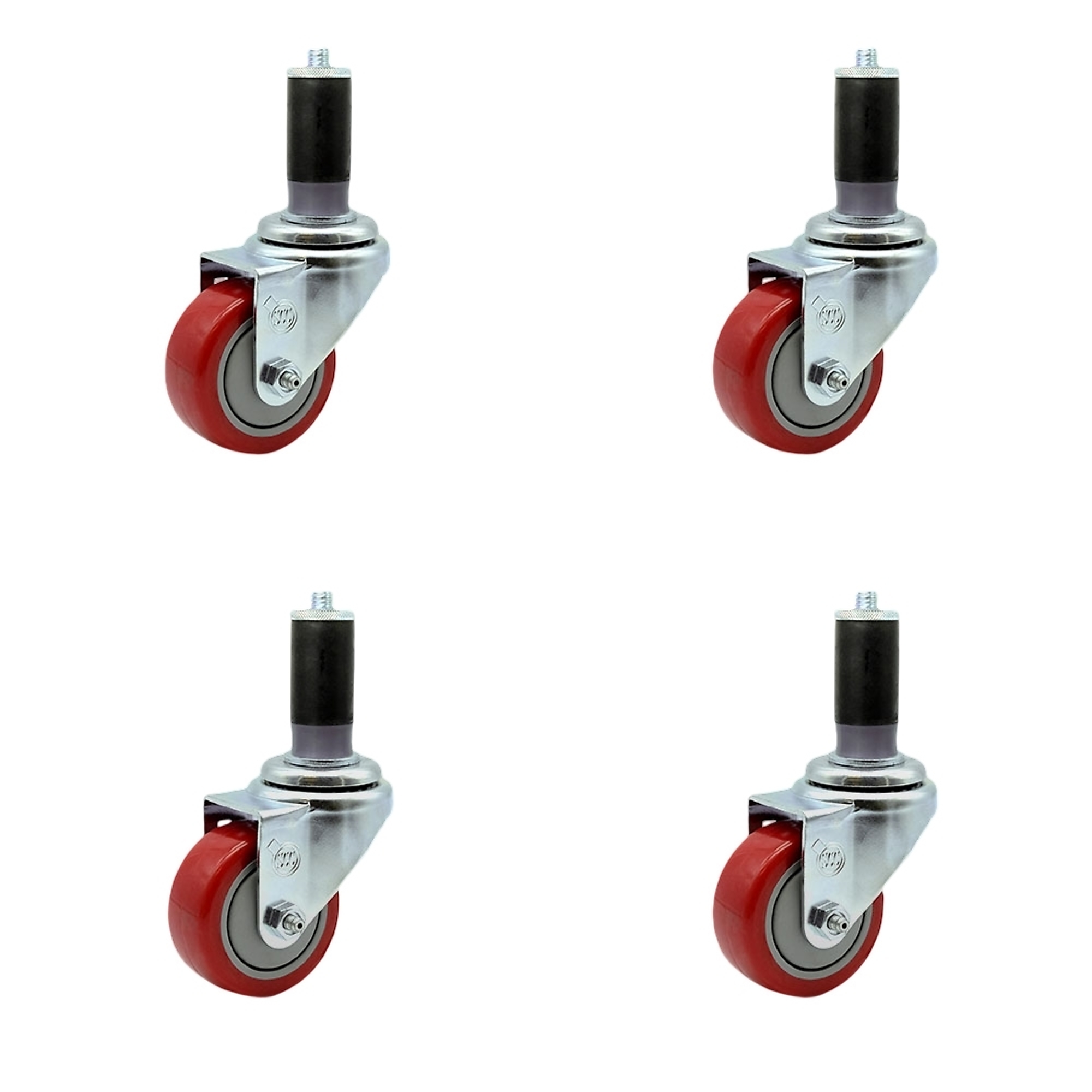 Service Caster, 3 1/2Inch x 1 1/4Inch Stem Casters, Wheel Diameter 3.5 in, Caster Type Rigid, Package (qty.) 4, Model SCC-SSEX20S3514-PPUB-RED-MTG44-4