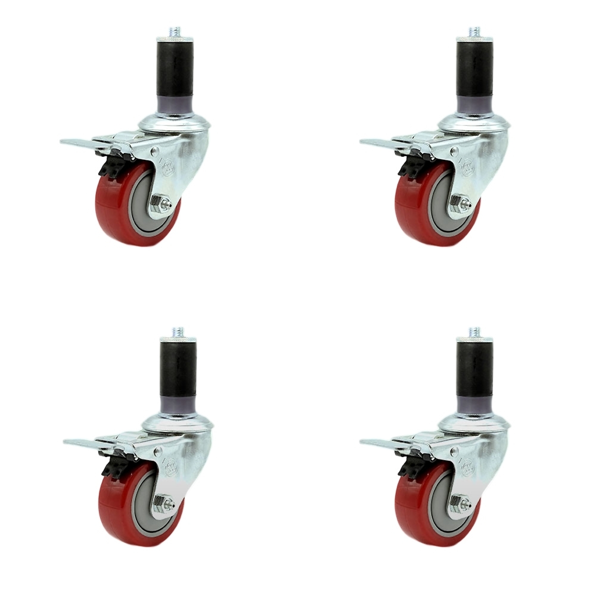 Service Caster, 3 1/2Inch x 1 1/4Inch Stem Casters, Wheel Diameter 3.5 in, Caster Type Rigid, Package (qty.) 4, Model SCC-SSTTLEX20S3514-PPUB-RED-