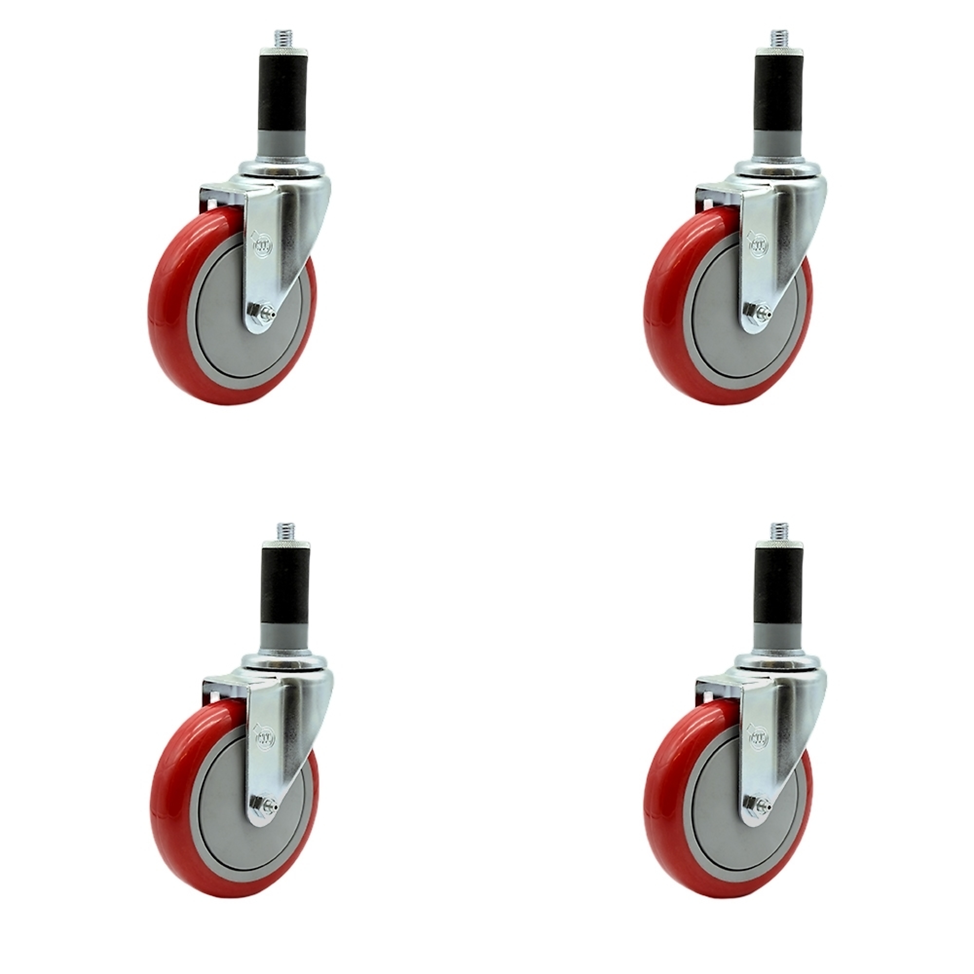 Service Caster, 5Inch x 1 1/4Inch Stem Casters, Wheel Diameter 5 in, Caster Type Rigid, Package (qty.) 4, Model SCC-SSEX20S514-PPUB-RED-MTG46-4