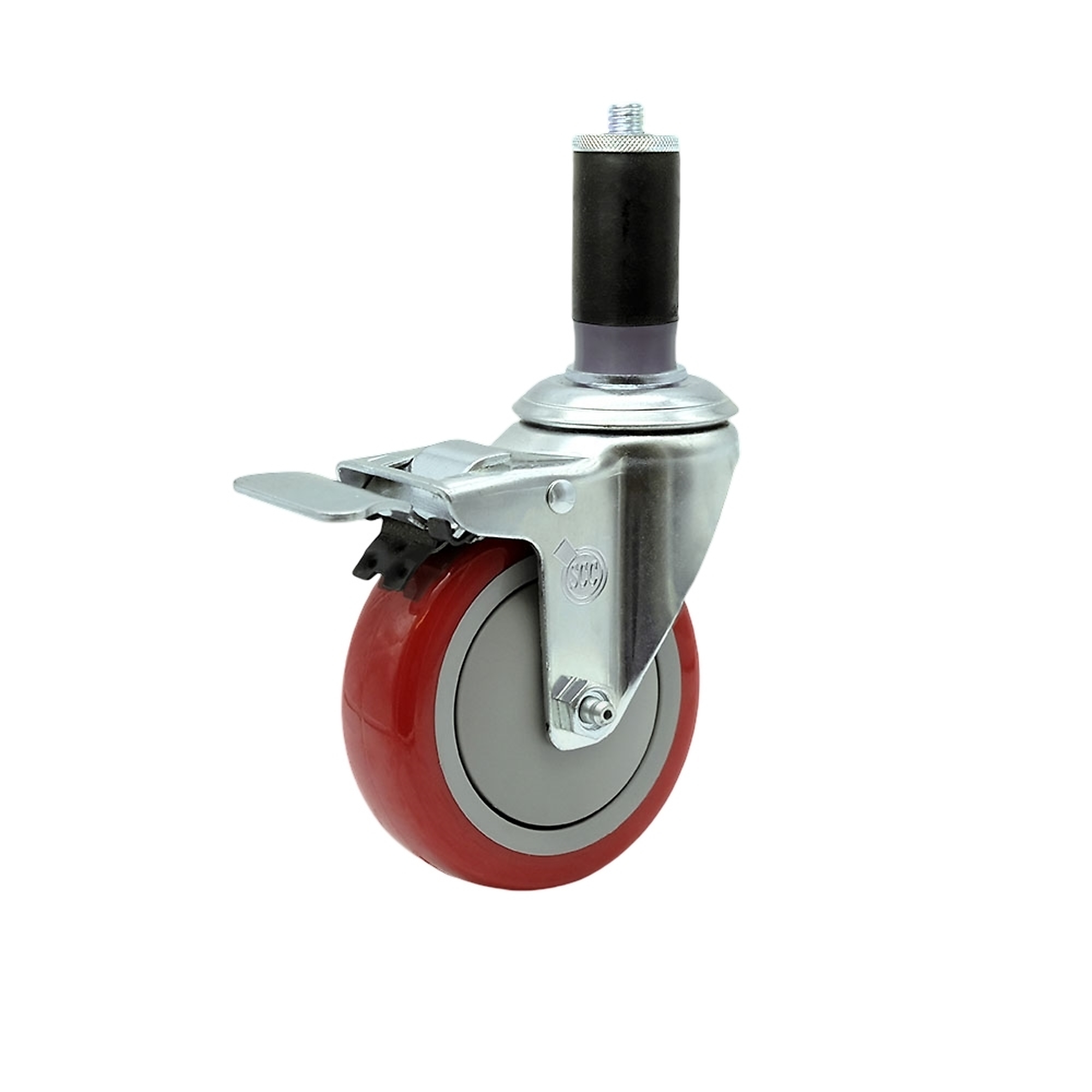 Service Caster, 4Inch x 1 1/4Inch Stem Caster, Wheel Diameter 4 in, Caster Type Swivel, Package (qty.) 1, Model SCC-SSTTLEX20S414-PPUB-RED-MTG45