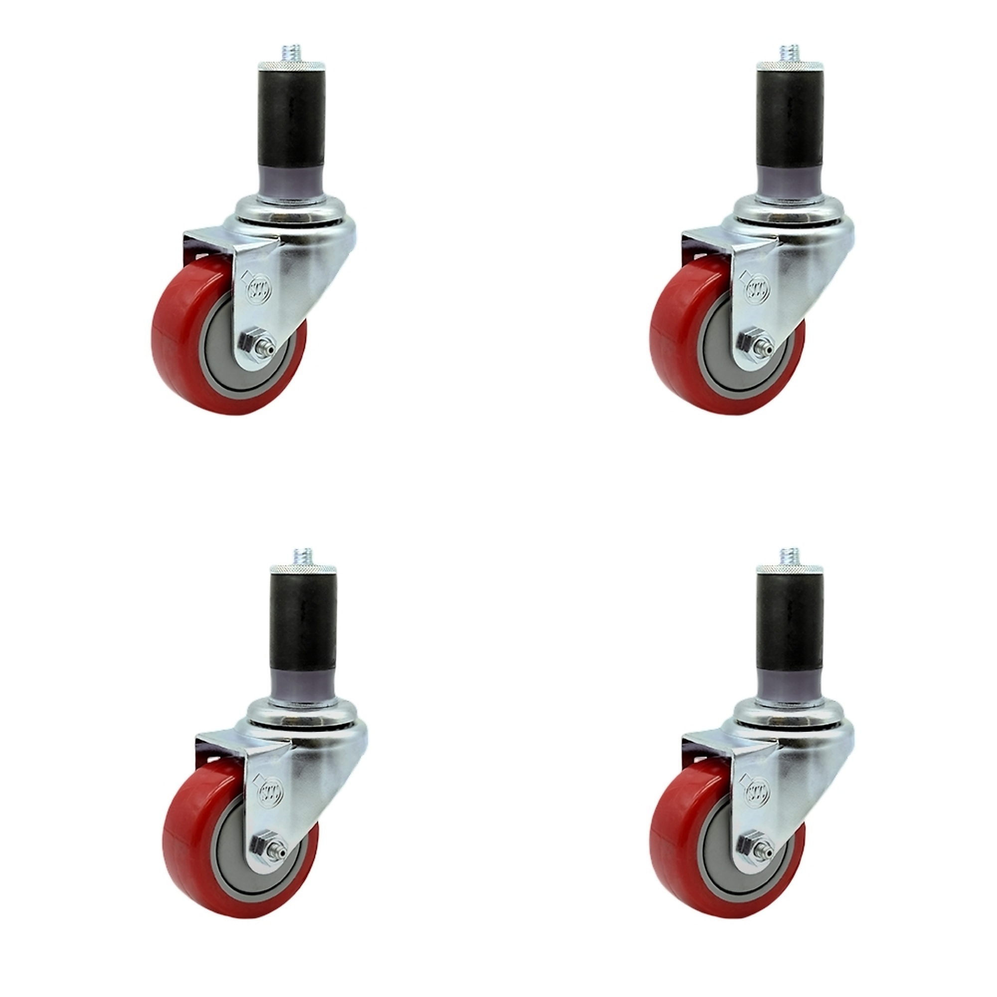 Service Caster, 3Inch x 1 1/4Inch Stem Casters, Wheel Diameter 3 in, Caster Type Rigid, Package (qty.) 4, Model SCC-SSEX20S314-PPUB-RED-MTG46-4