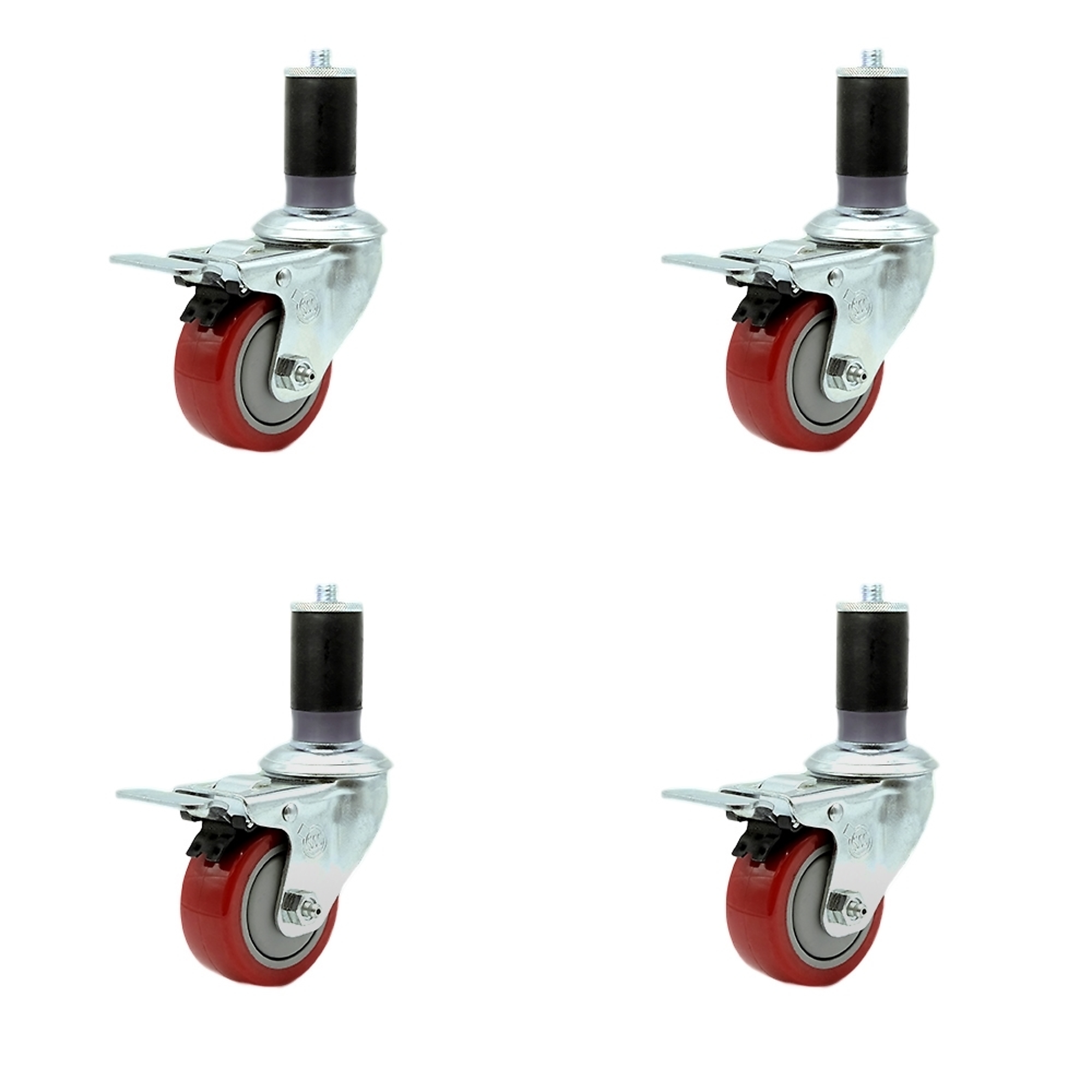 Service Caster, 3 1/2Inch x 1 1/4Inch Stem Casters, Wheel Diameter 3.5 in, Caster Type Rigid, Package (qty.) 4, Model SCC-SSTTLEX20S3514-PPUB-RED-