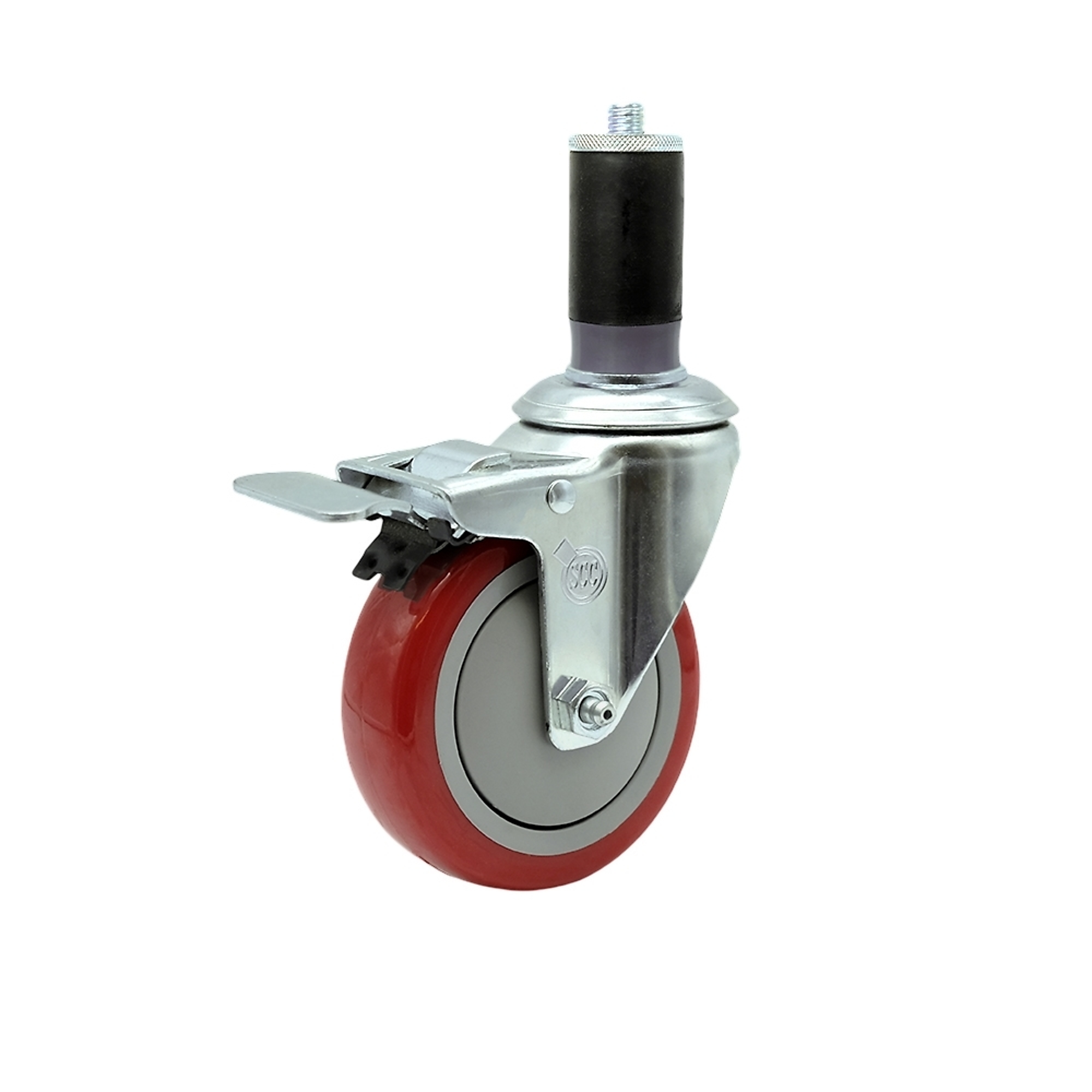 Service Caster, 4Inch x 1 1/4Inch Stem Caster, Wheel Diameter 4 in, Caster Type Swivel, Package (qty.) 1, Model SCC-SSTTLEX20S414-PPUB-RED-MTG46