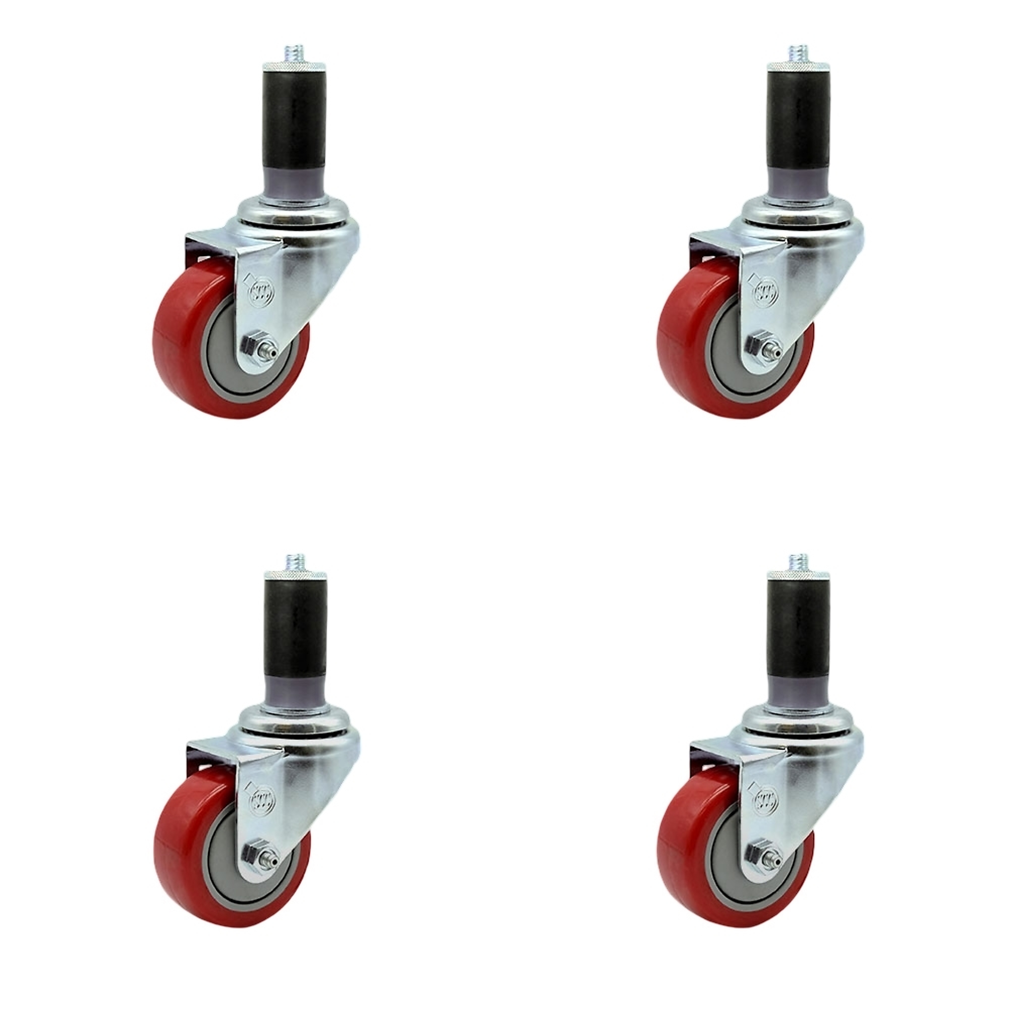 Service Caster, 3 1/2Inch x 1 1/4Inch Stem Casters, Wheel Diameter 3.5 in, Caster Type Rigid, Package (qty.) 4, Model SCC-SSEX20S3514-PPUB-RED-MTG45-4