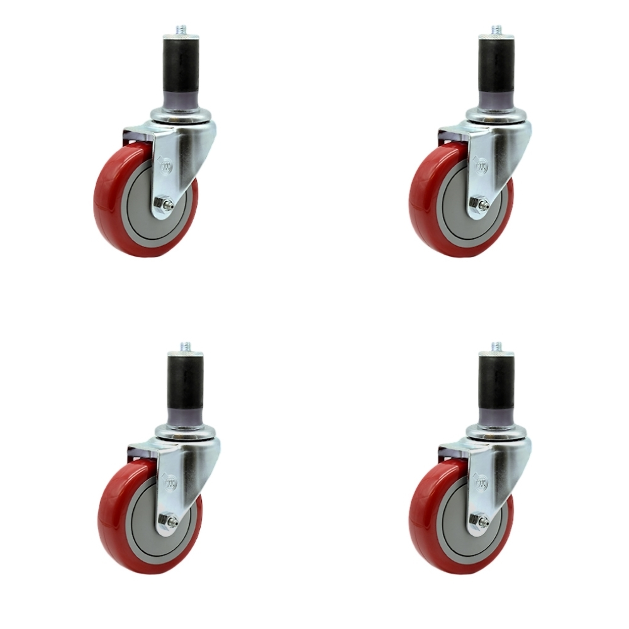 Service Caster, 4Inch x 1 1/4Inch Stem Casters, Wheel Diameter 4 in, Caster Type Rigid, Package (qty.) 4, Model SCC-SSEX20S414-PPUB-RED-MTG46-4