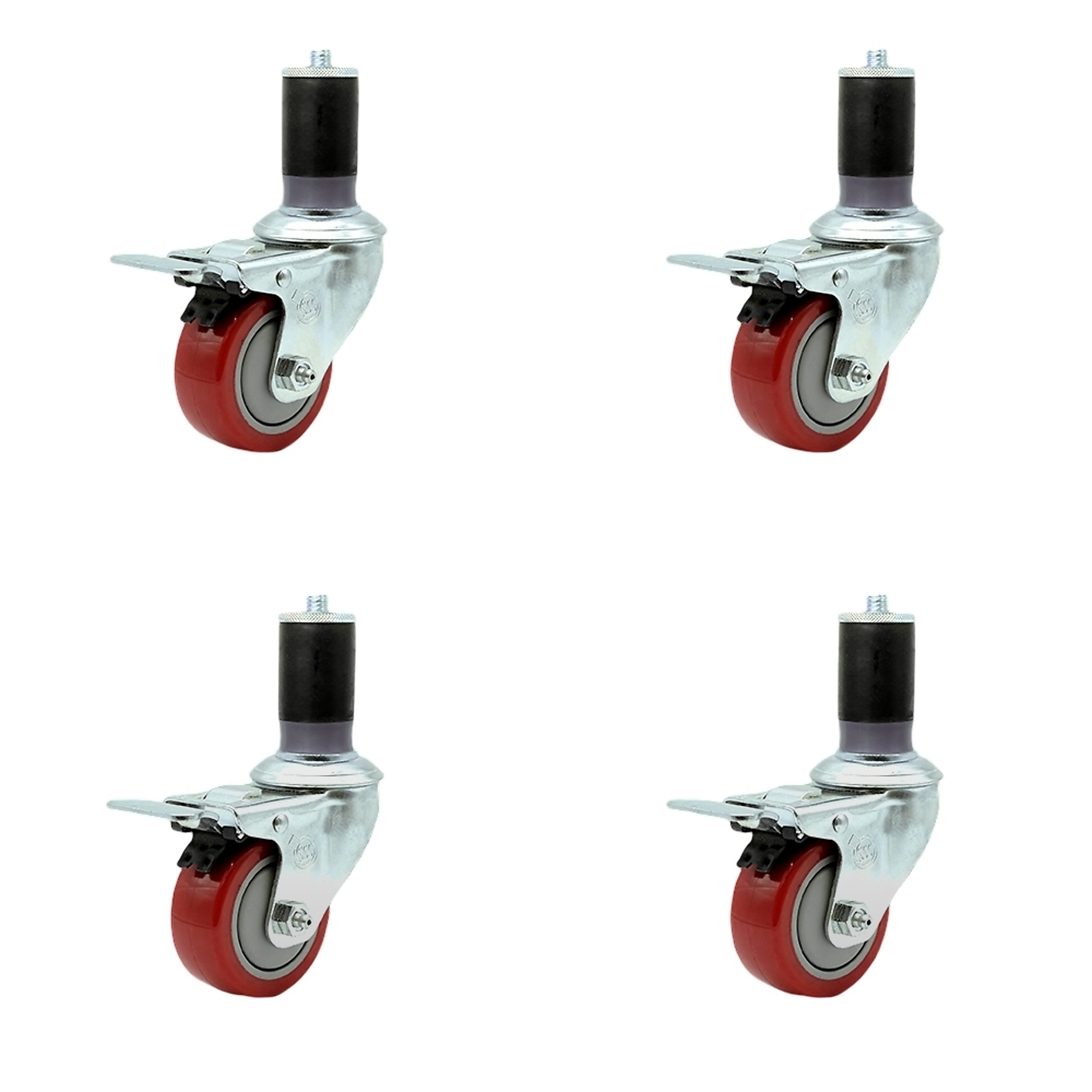 Service Caster, 3 1/2Inch x 1 1/4Inch Stem Casters, Wheel Diameter 3.5 in, Caster Type Rigid, Package (qty.) 4, Model SCC-SSTTLEX20S3514-PPUB-RED-